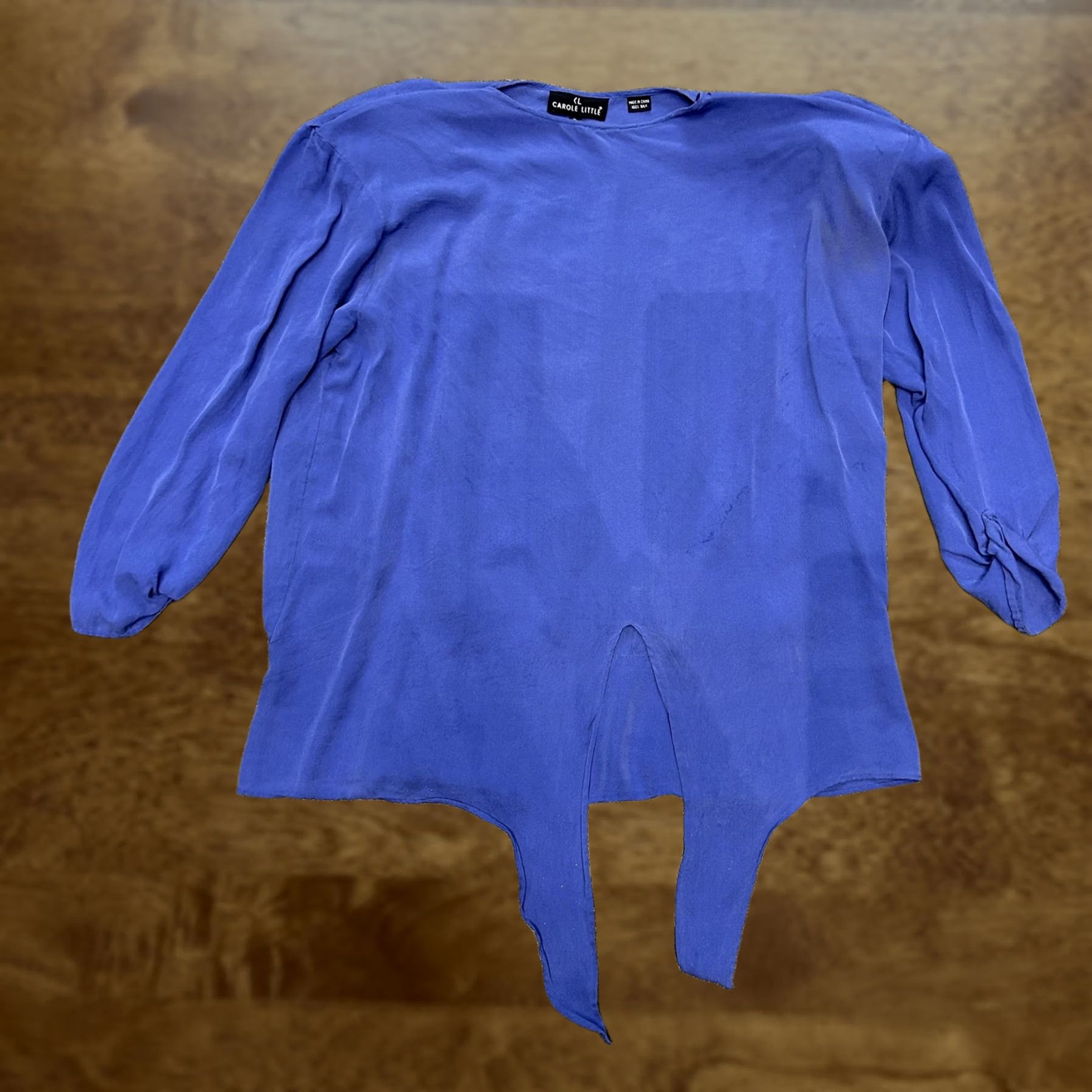 Vintage Carole Little Womens Blue Silk Tunic Blouse Size 8 Long Sleeve Top Size M / US 6-8 / IT 42-44 - 1 Thumbnail