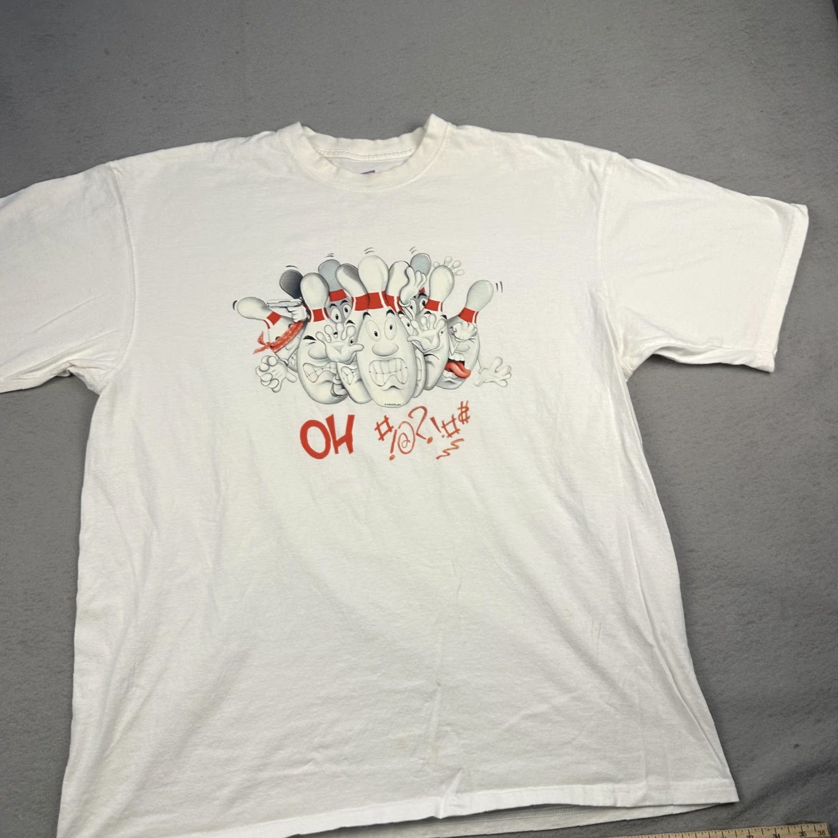 Soffe Soffe Shirt Mens XL White Bowling Cartoon Pins Graphic Funny T-Shirt Tee Casual Size US XL / EU 56 / 4 - 3 Thumbnail