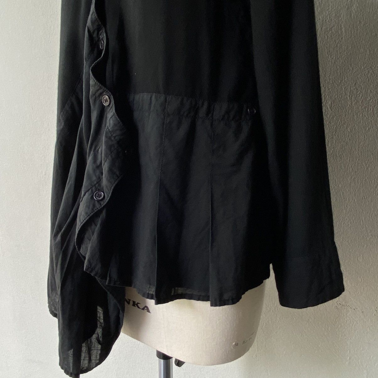 Designer × Japanese Brand SEDMIKRASKY Black Draped Asymmetric Blouse Size L / US 10 / IT 46 - 22 Thumbnail