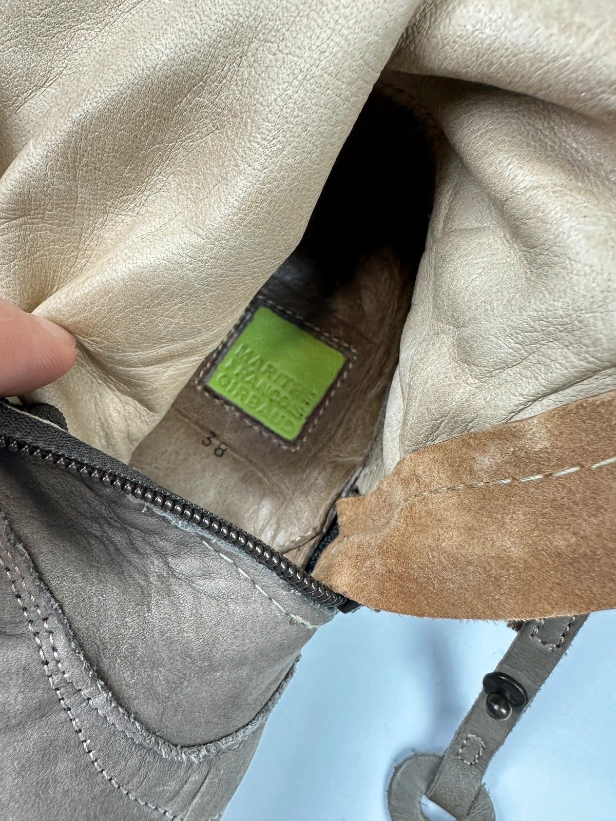 Marithe + Francois Girbaud M+FG Leather Khaki Brown Straps High Boots Size US 7 / IT 37 - 14 Thumbnail