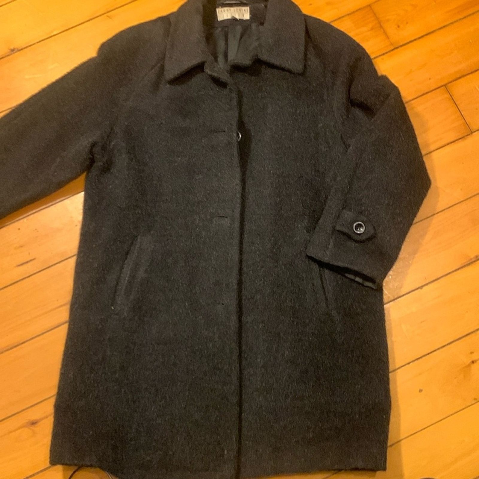 Vintage 90’s Larry Levine gray wool alpaca and mohair overcoat Size L / US 10 / IT 46 - 2 Thumbnail