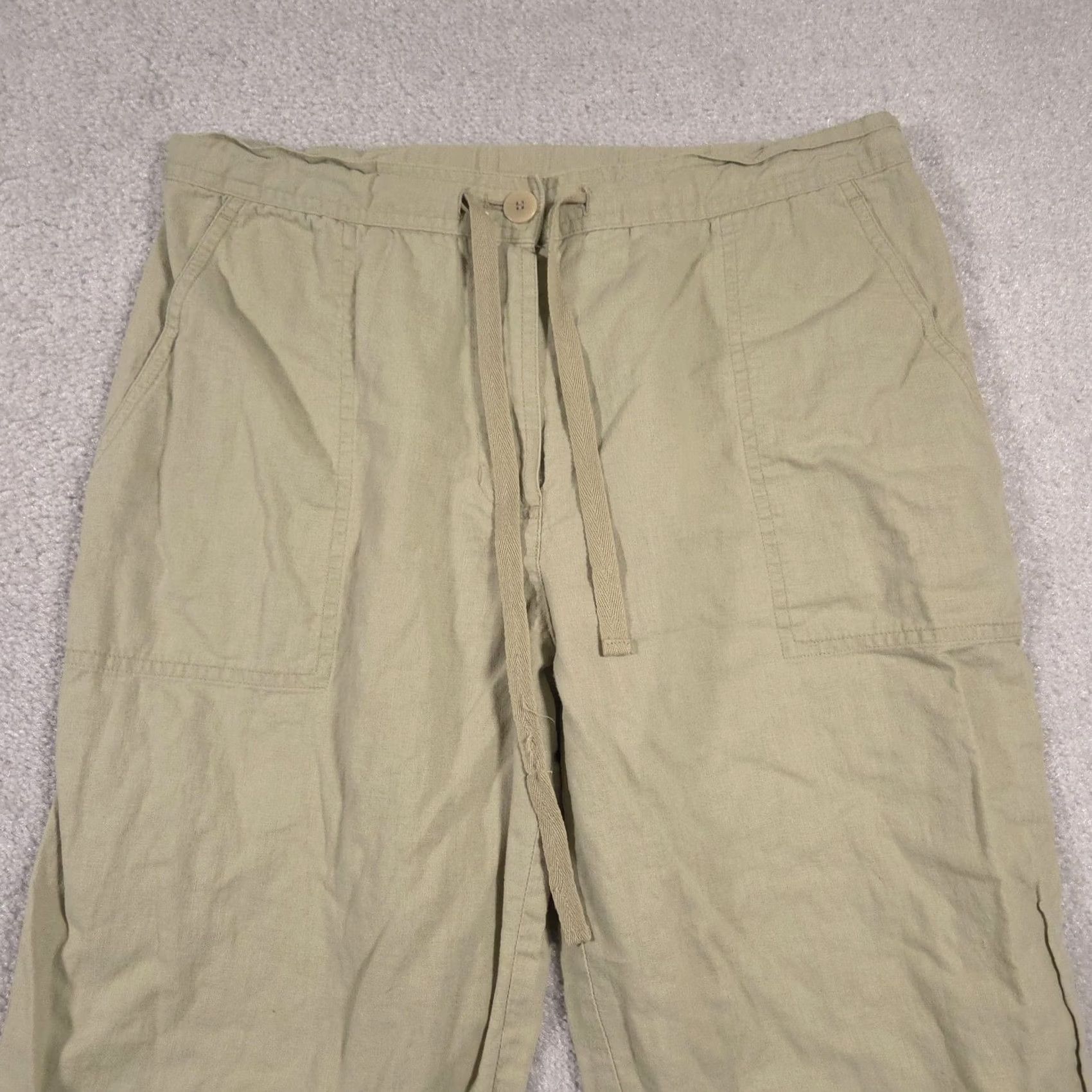 Jones New York Jones New York Sport Pants Womens 8 Beige Linen Cotton Blend Wide Leg Casual Pants Size 30" / US 8 / IT 44 - 3 Thumbnail