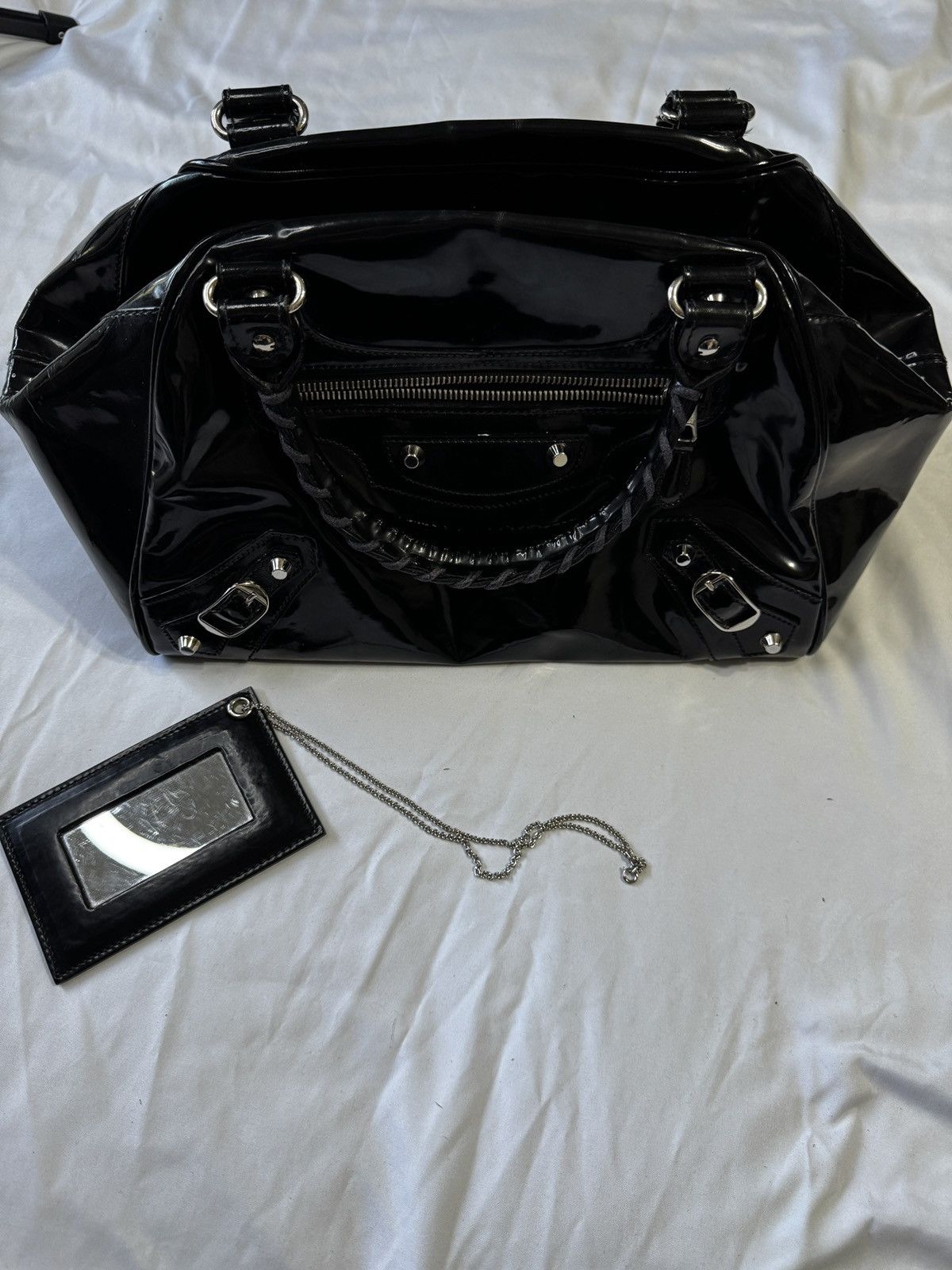 Balenciaga Real Balenciaga black patent leather bowling bag Size ONE SIZE - 1 Thumbnail