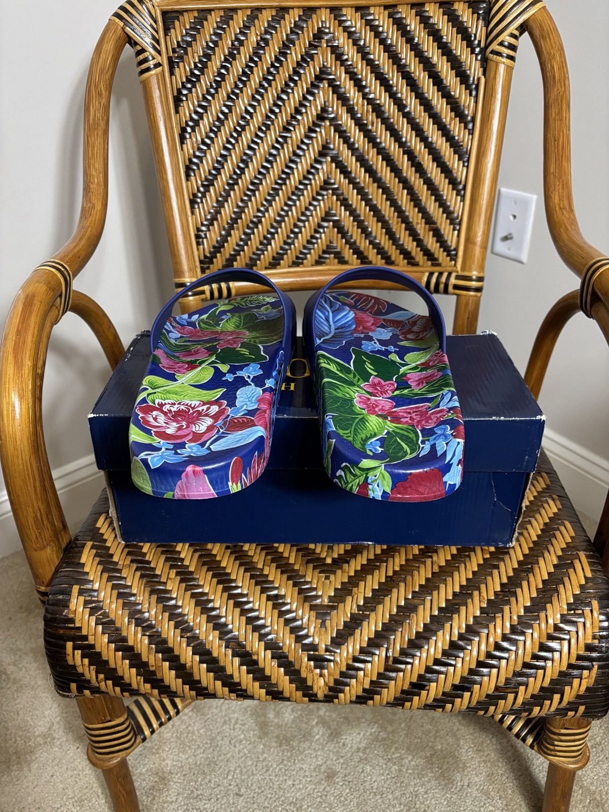Polo Ralph Lauren Polo Ralph Lauren Big Pony Navy Garden Floral Slides 14 New Size US 14 / EU 47 - 3 Thumbnail