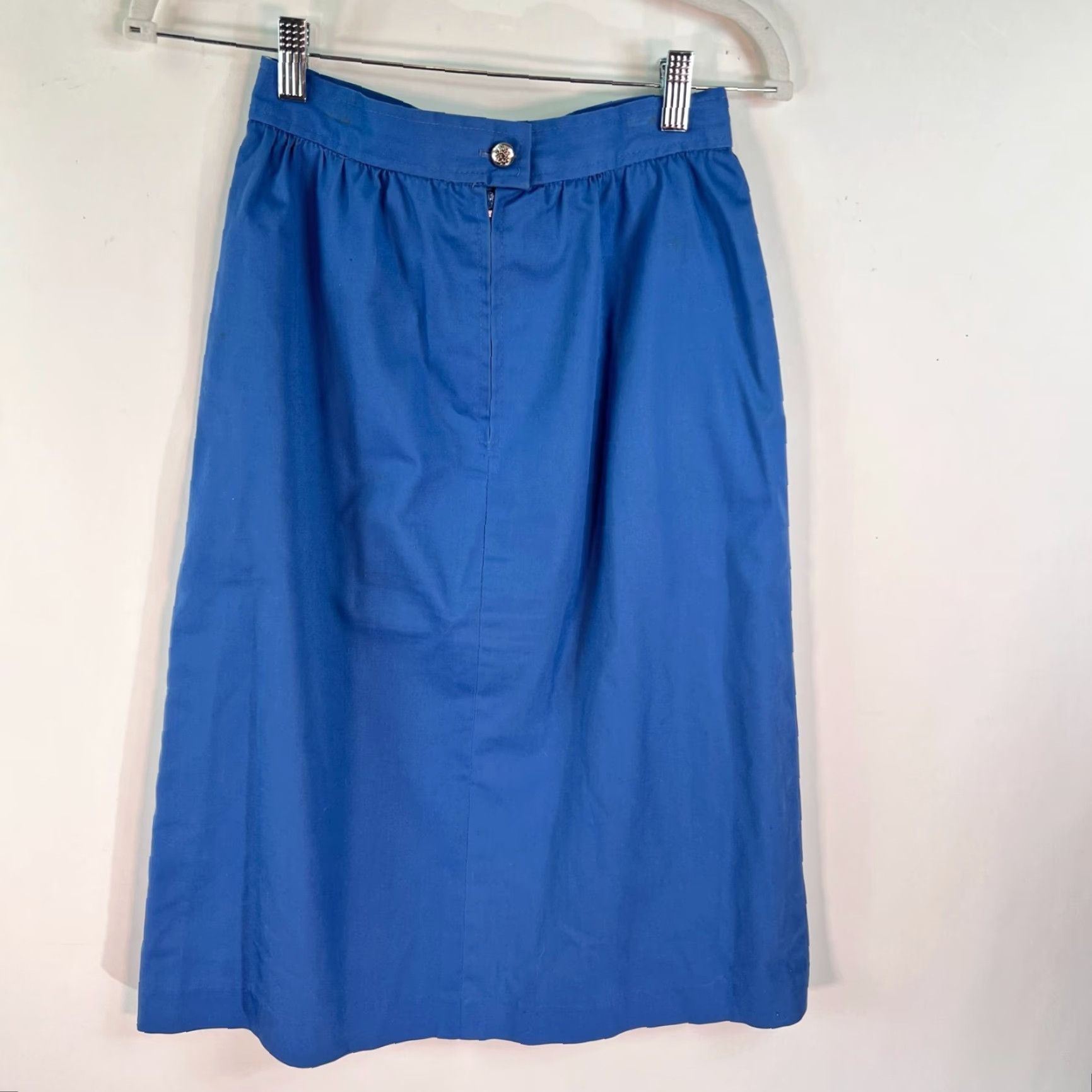 Vintage VINTAGE ILGWU Union Made Skirt Midi Women Size S Blue Pockets 80s A-Line United States Size 28" / US 6 / IT 42 - 5 Thumbnail