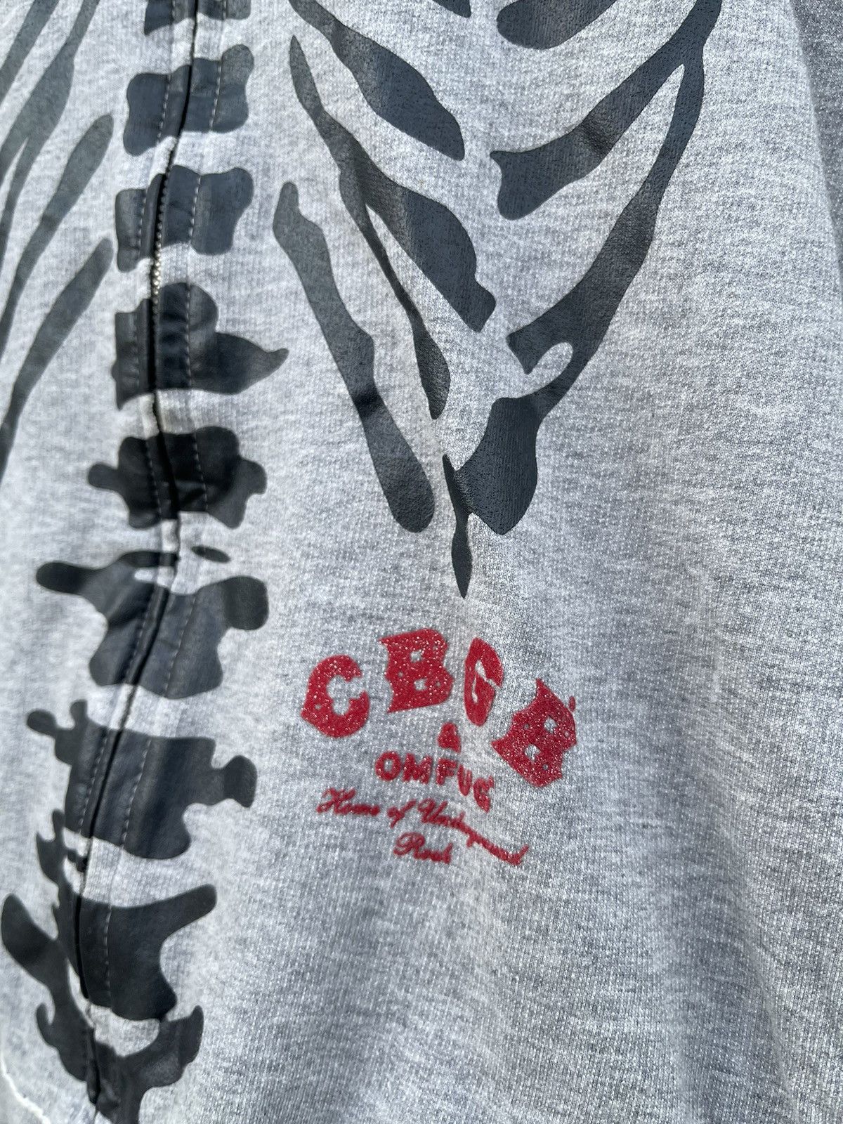 Vintage 1990s CBGB - THUMBHOLE SKELETON ZIP HOODIE Size US L / EU 52-54 / 3 - 4 Thumbnail