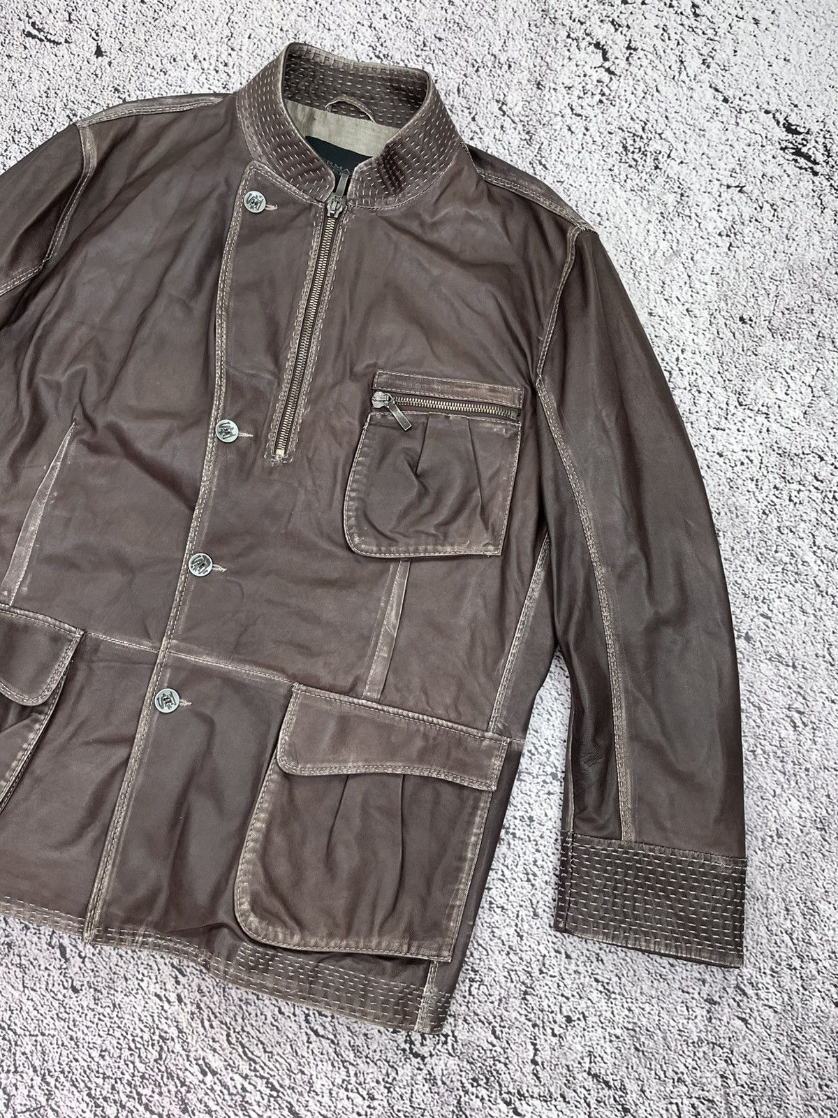 Ermanno Scervino Vintage Ermanno Scervino Leather Unisex Jacket Coat Luxury Size US L / EU 52-54 / 3 - 3 Thumbnail