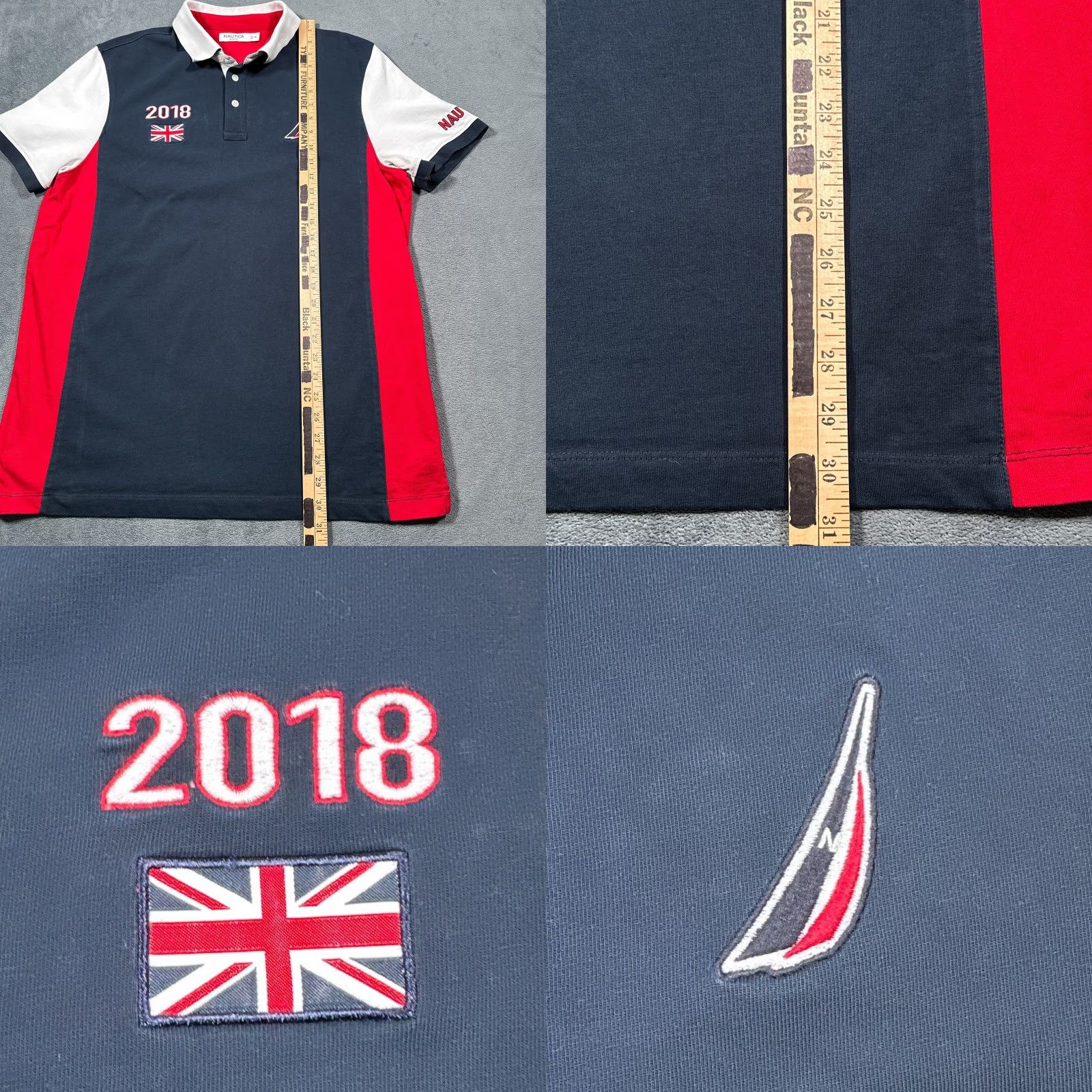 Nautica VINTAGE Nautica England Polo Shirt Men XL Navy Red White 2018 Slim Fit Union Jack Patch Size US XL / EU 56 / 4 - 8 Thumbnail