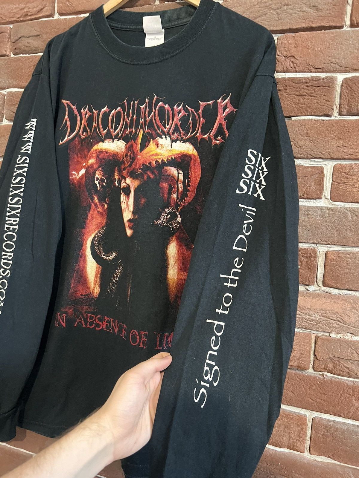 Band Tees Vintage 00s Draconia Horder 666 Devil Metal Longsleeve Size US L / EU 52-54 / 3 - 5 Thumbnail