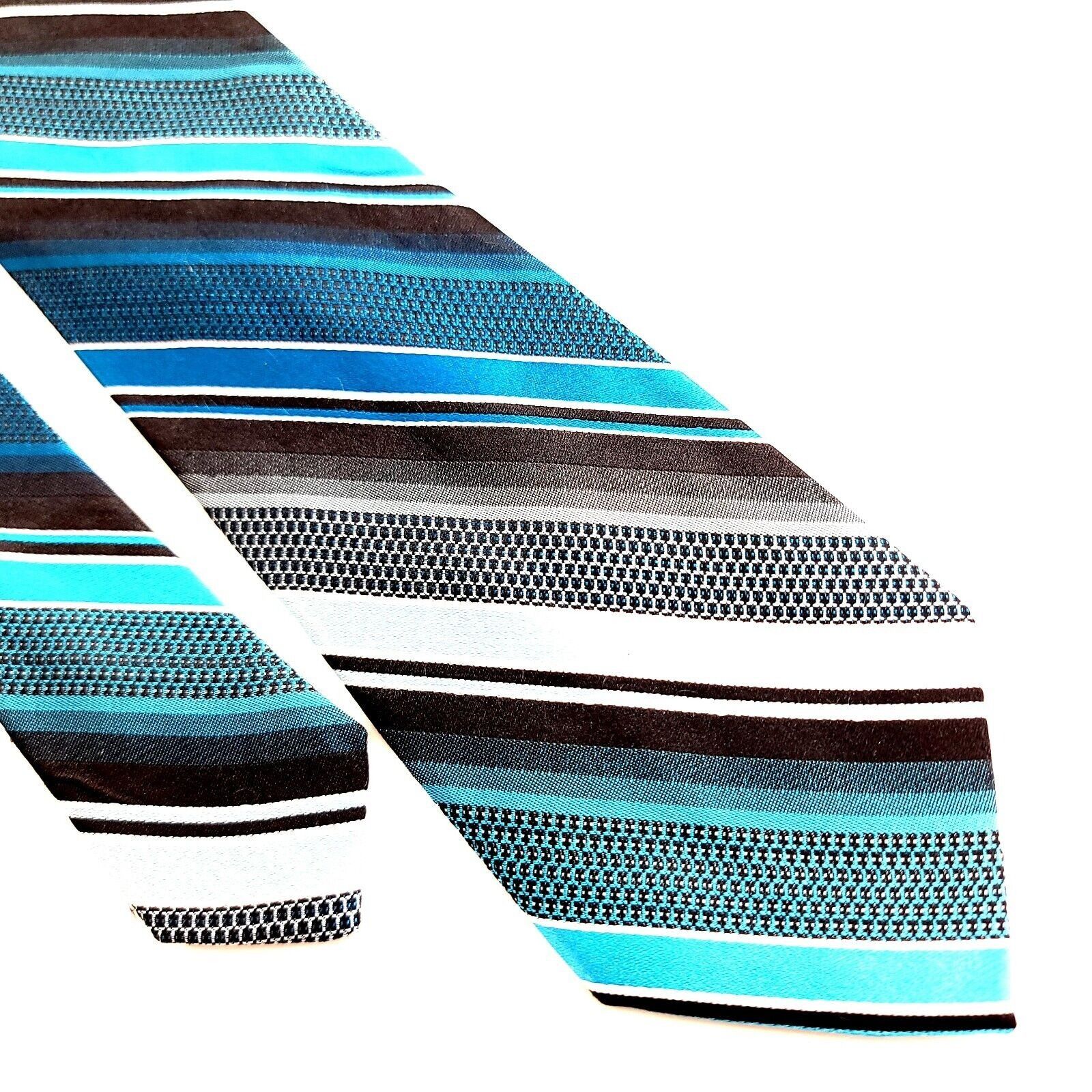 Arrow Arrow Woven Teal White Gray Black Striped Silk Tie Size ONE SIZE - 1 Thumbnail