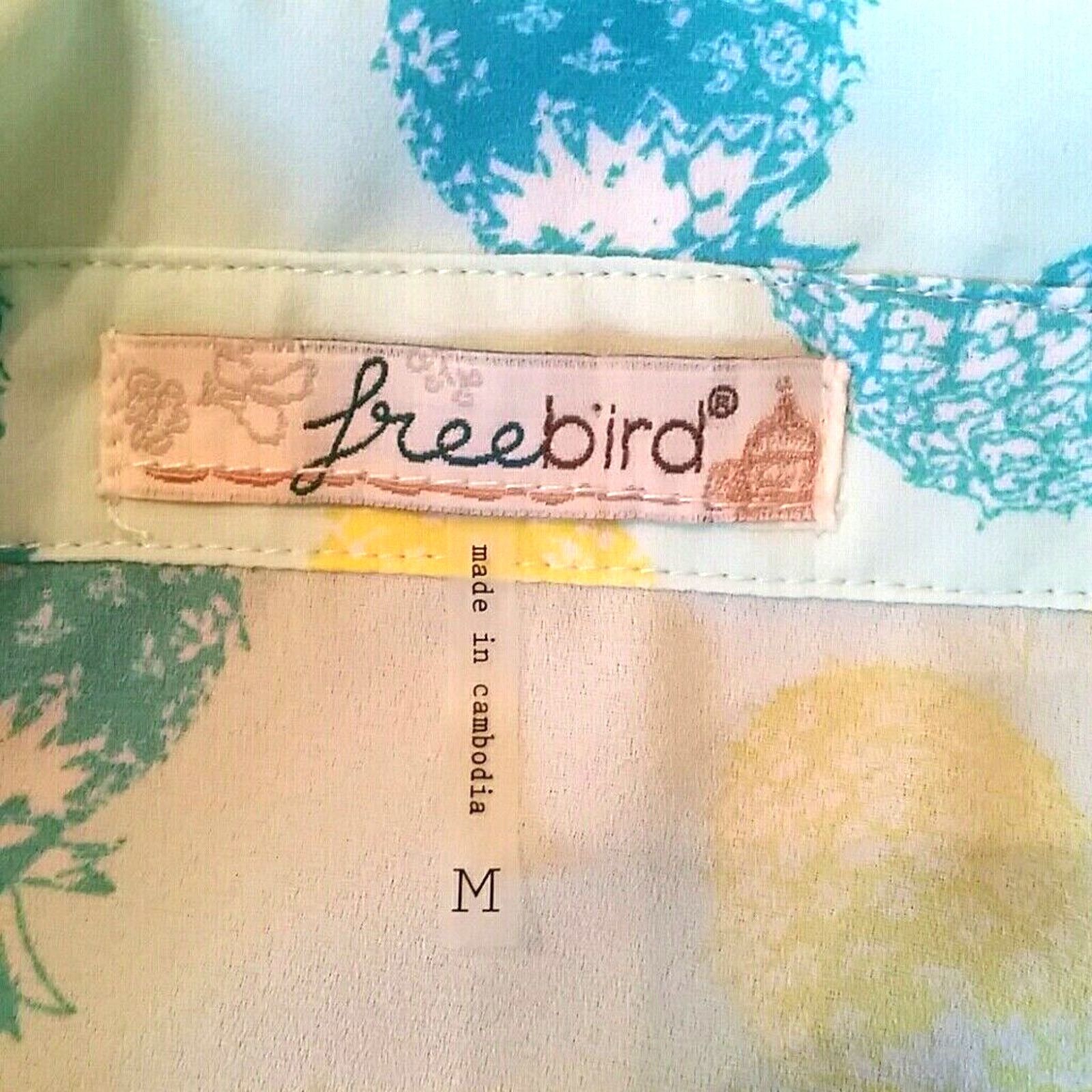 Freebandz Freebird Blouse Women M Tropical Hawaiian Pineapple Resort Size M / US 6-8 / IT 42-44 - 5 Thumbnail