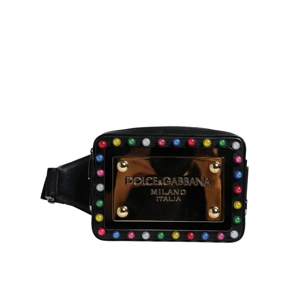 Dolce & Gabbana Dolce & Gabbana Black Leather LED Logo Belt Waist Fanny Pack Size ONE SIZE - 2 Thumbnail