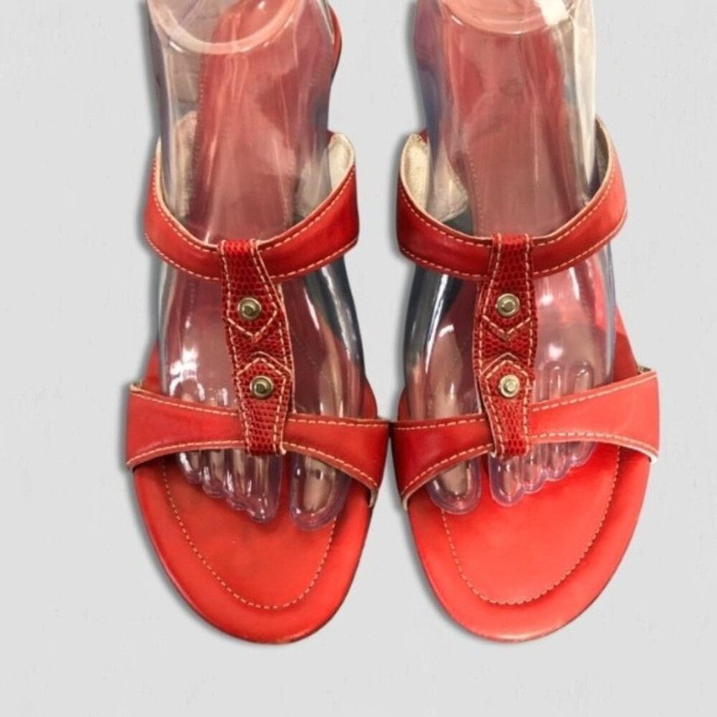 Cole Haan Cole Haan Kitten Heel Sandal Genuine Leather Open Toe Red 10 Size US 10 / IT 40 - 3 Thumbnail