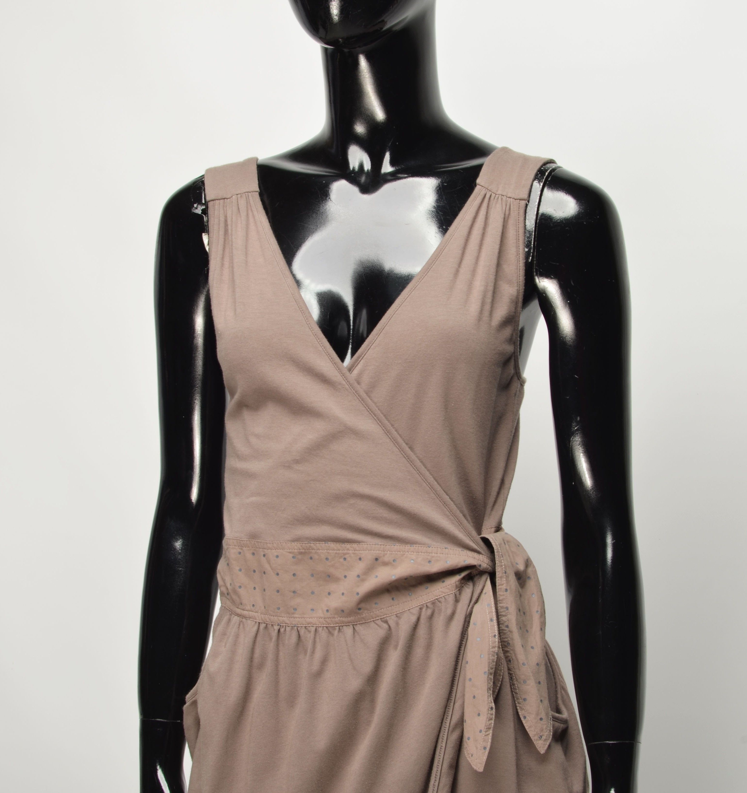 Brunello Cucinelli Brunello Cucinelli Brown Sleeveless Wrap Mini Dress Size M / US 6-8 / IT 42-44 - 2 Thumbnail