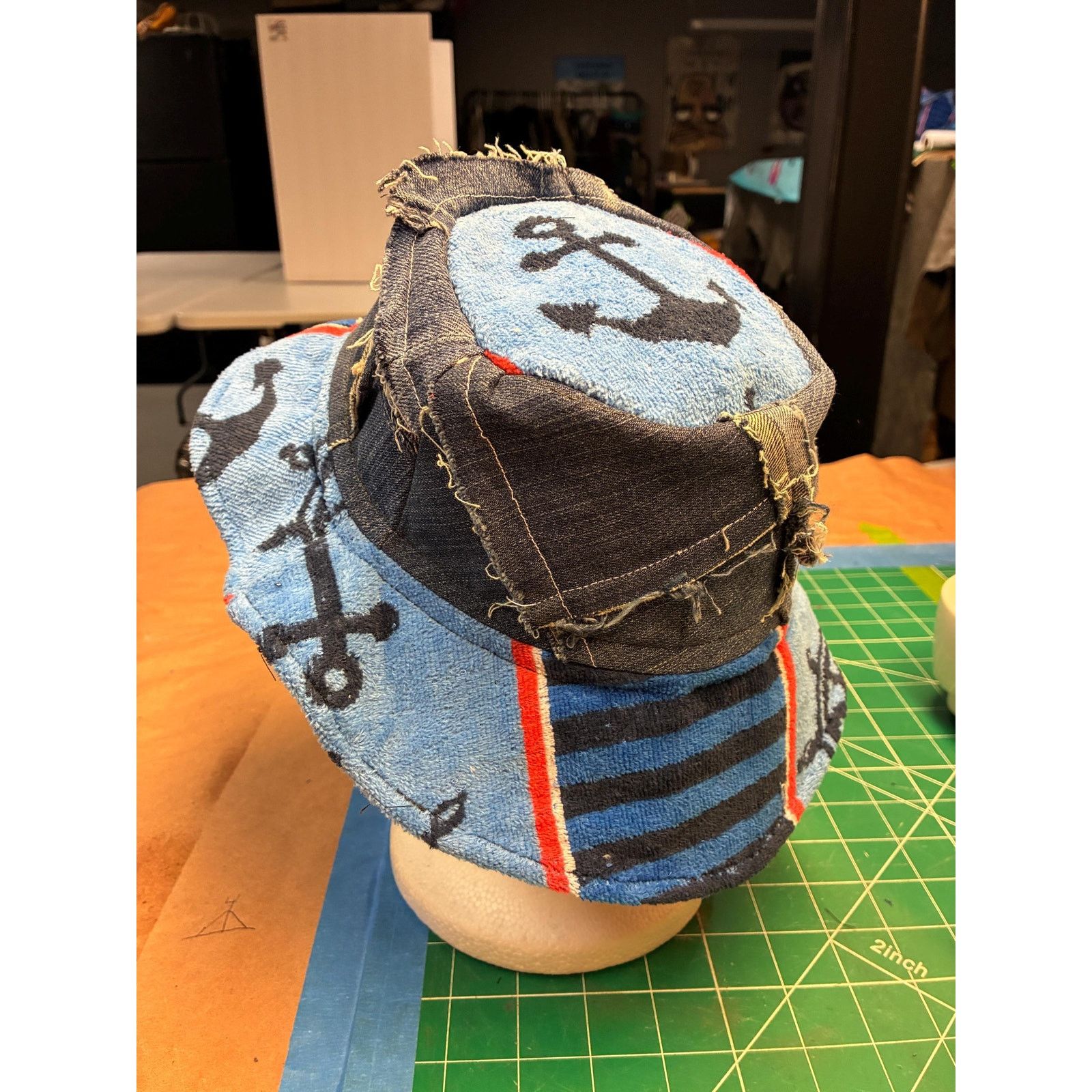 Other Miss Fit Upcycled Patchwork Denim Bucket Hat, Small, Beach Size ONE SIZE - 6 Thumbnail