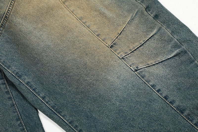 Vintage Retro patchwork loose-fitting washed distressed jeans Size US 32 / EU 48 - 4 Thumbnail