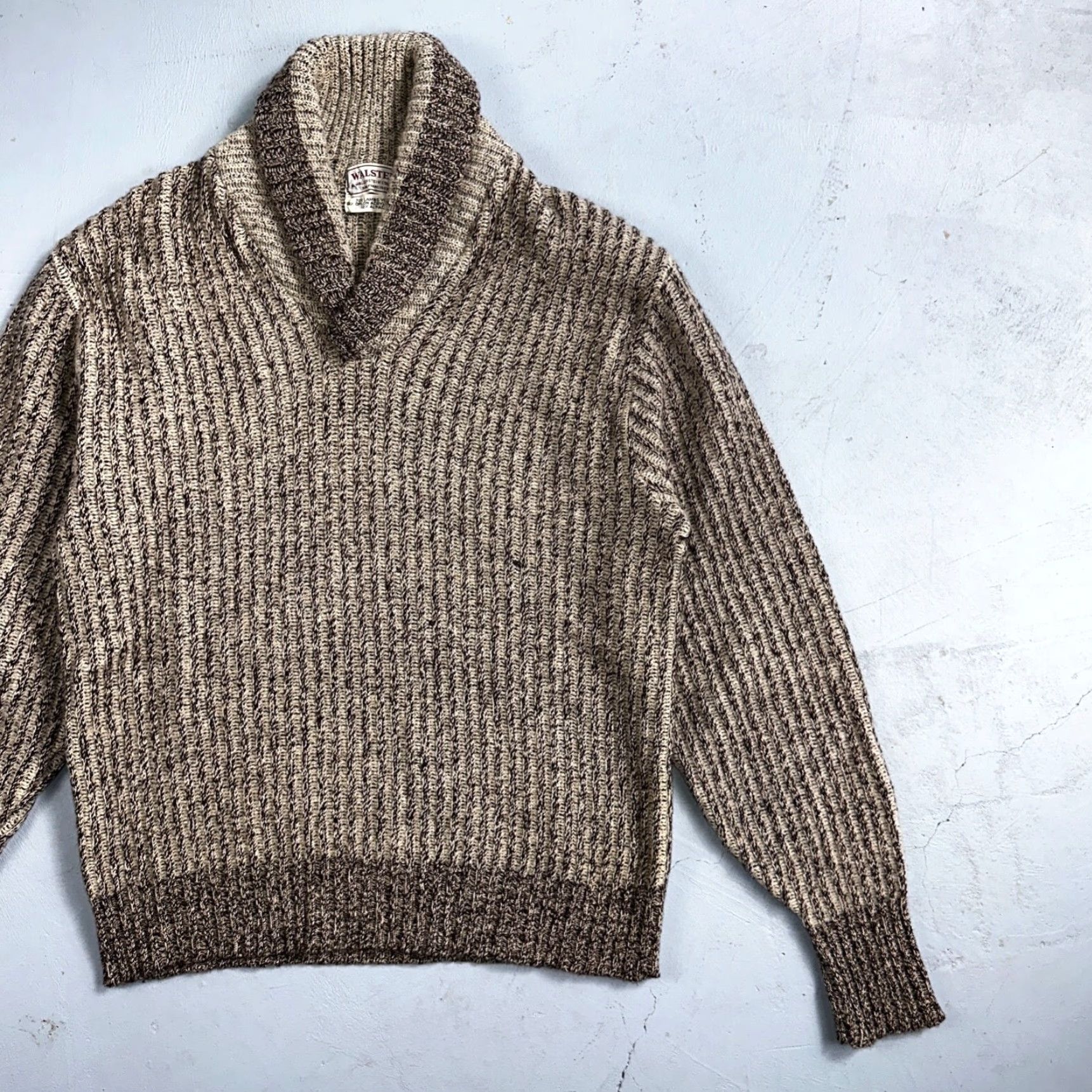 Vintage VINTAGE 1950s Walsted Wool Pullover Shawl Sweater Rockabilly 44 Brown Size US XXL / EU 58 / 5 - 2 Thumbnail