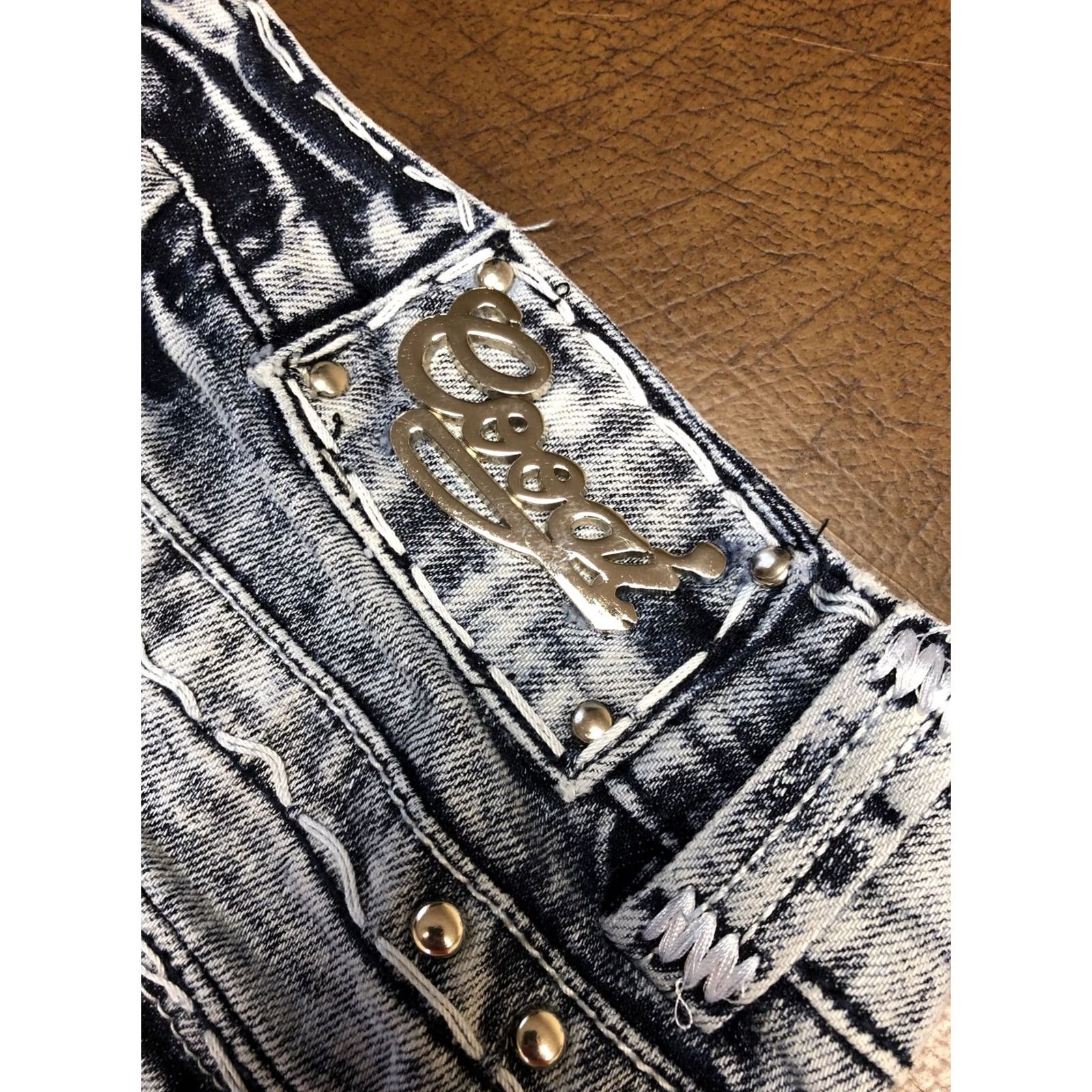 Coogi COOGI Straight Jeans Womens 13/14 31x29 Blue Denim Low Rise 5-Pocket Rhinestone Studded Embellished Denim Straight Jeans Womens Mens Girls Size 34" / US 12 / IT 48 - 3 Thumbnail