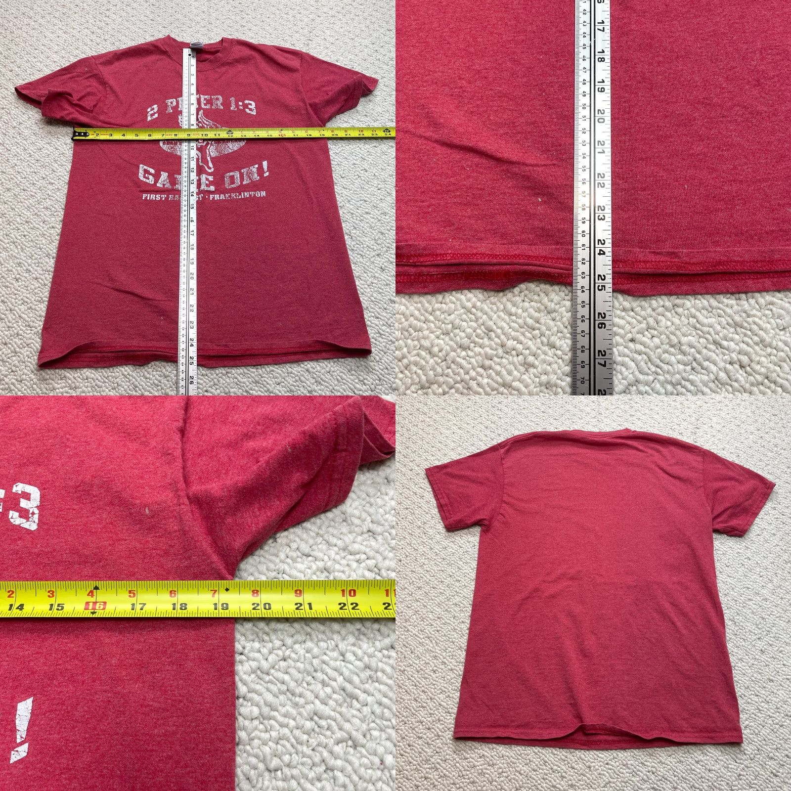 Gildan Gildan Heavy Cotton Shirt Mens M Red 2 Peter 1:3 Game On First Baptist Logo Shirt Mens Color Red Decent Condition Spots"} Size US M / EU 48-50 / 2 - 8 Thumbnail
