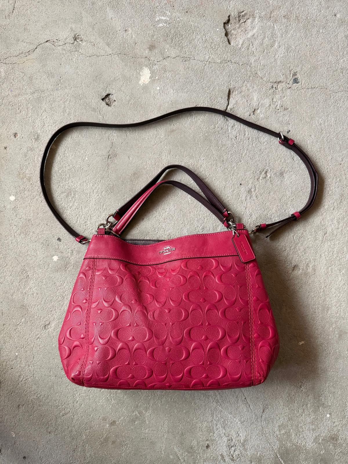 Coach Coach 2Way Signature Embossed Lexy Shoulder Bag Red Size ONE SIZE - 1 Thumbnail