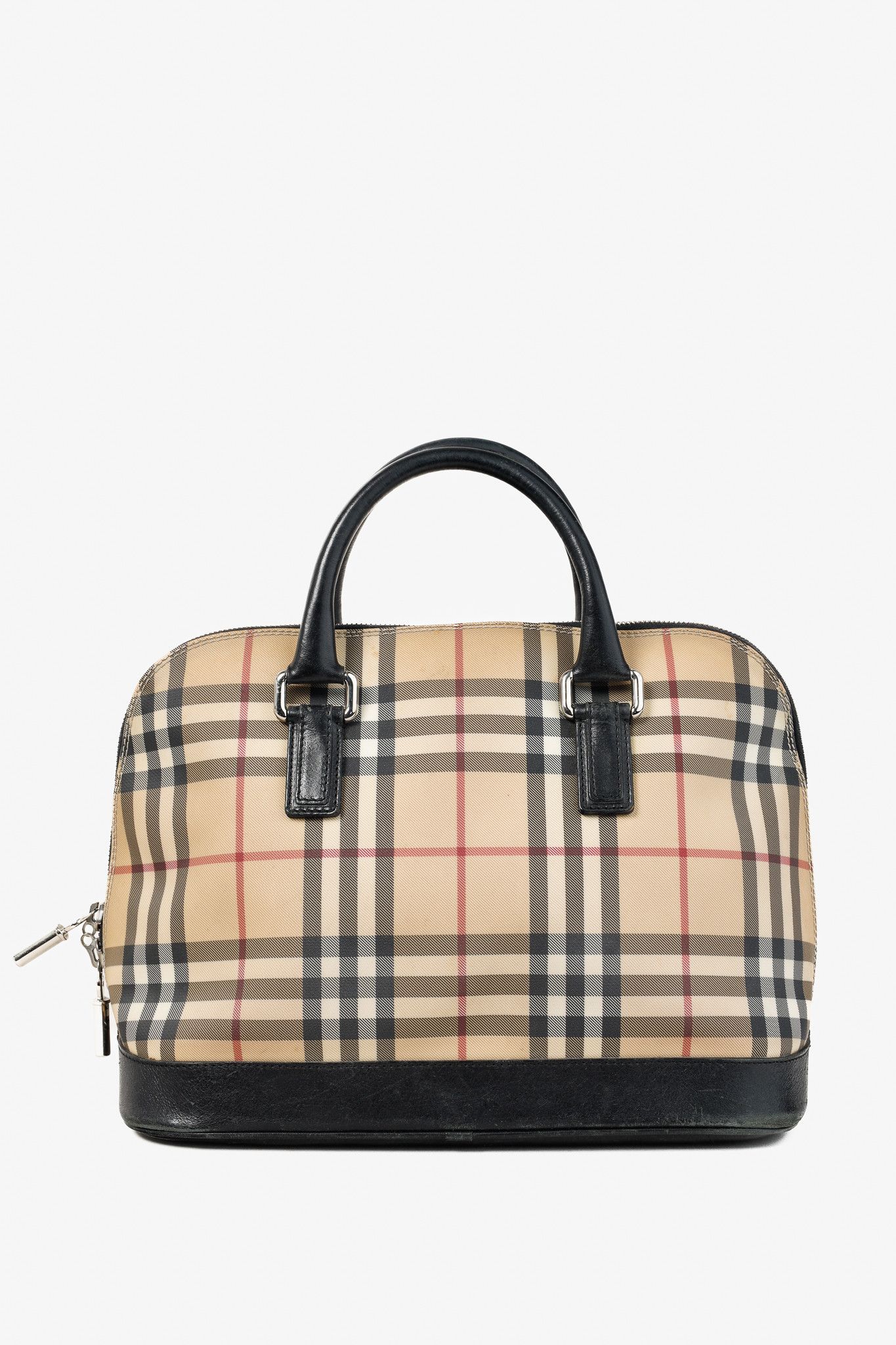 Burberry Burberry House Check Leather-Trim Domed Satchel Size ONE SIZE - 4 Thumbnail