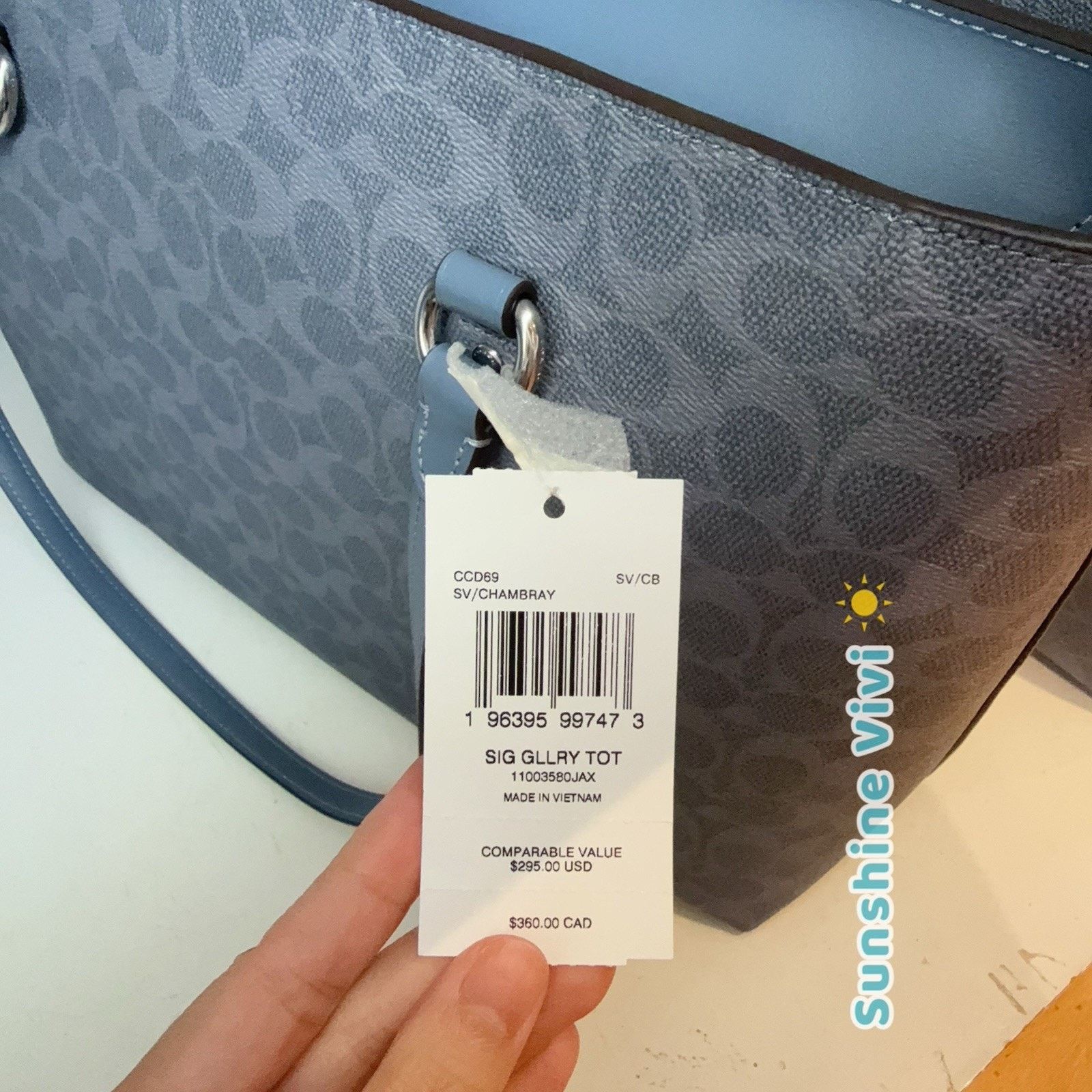 Coach NWT COACH Station Tote Bag Canvas Silver/Chambray CCD69 Size ONE SIZE - 6 Thumbnail