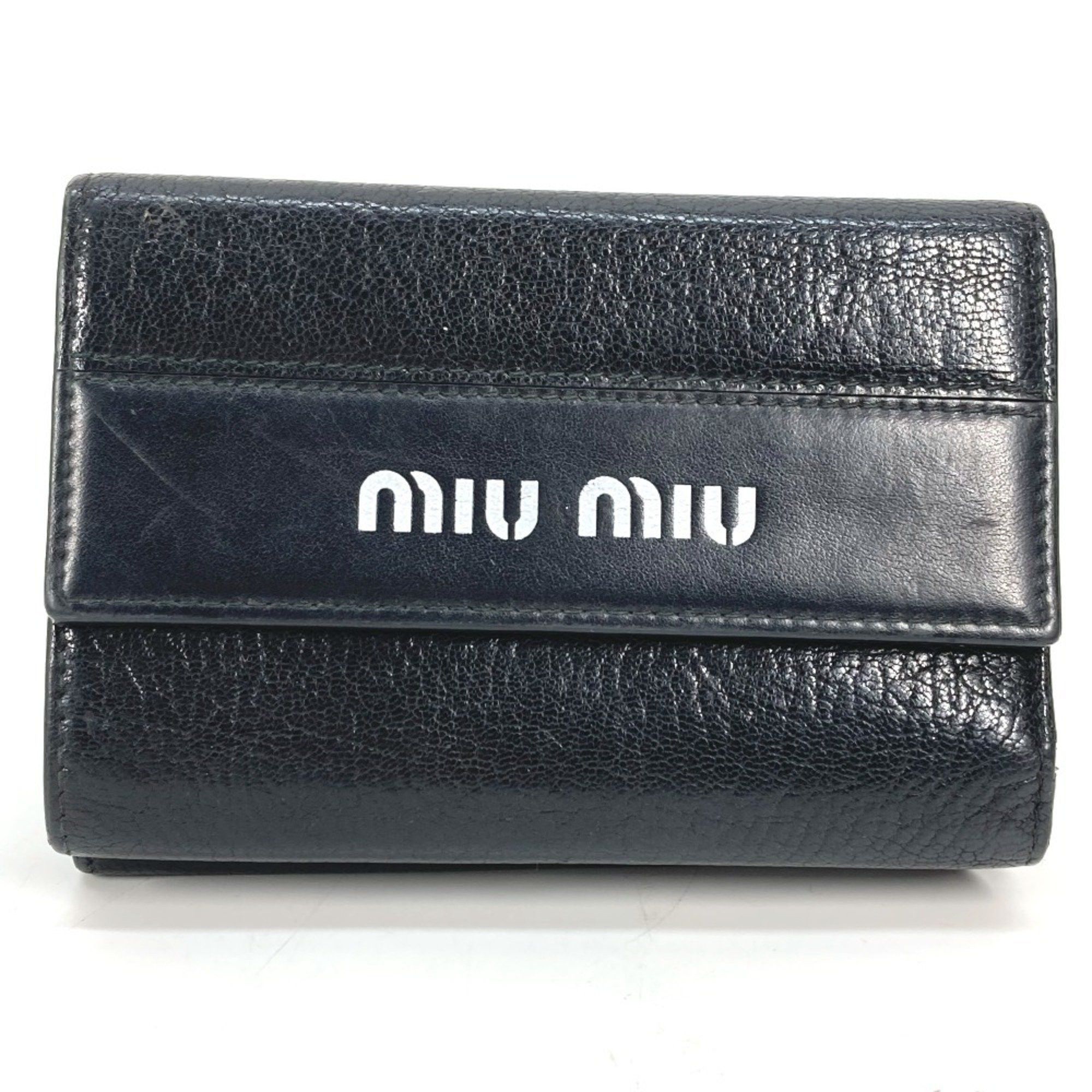 Miu Miu Miu Miu MIU 5ML014 Bicolor Compact Wallet Tri-fold Leather Women's Black Size ONE SIZE - 1 Thumbnail