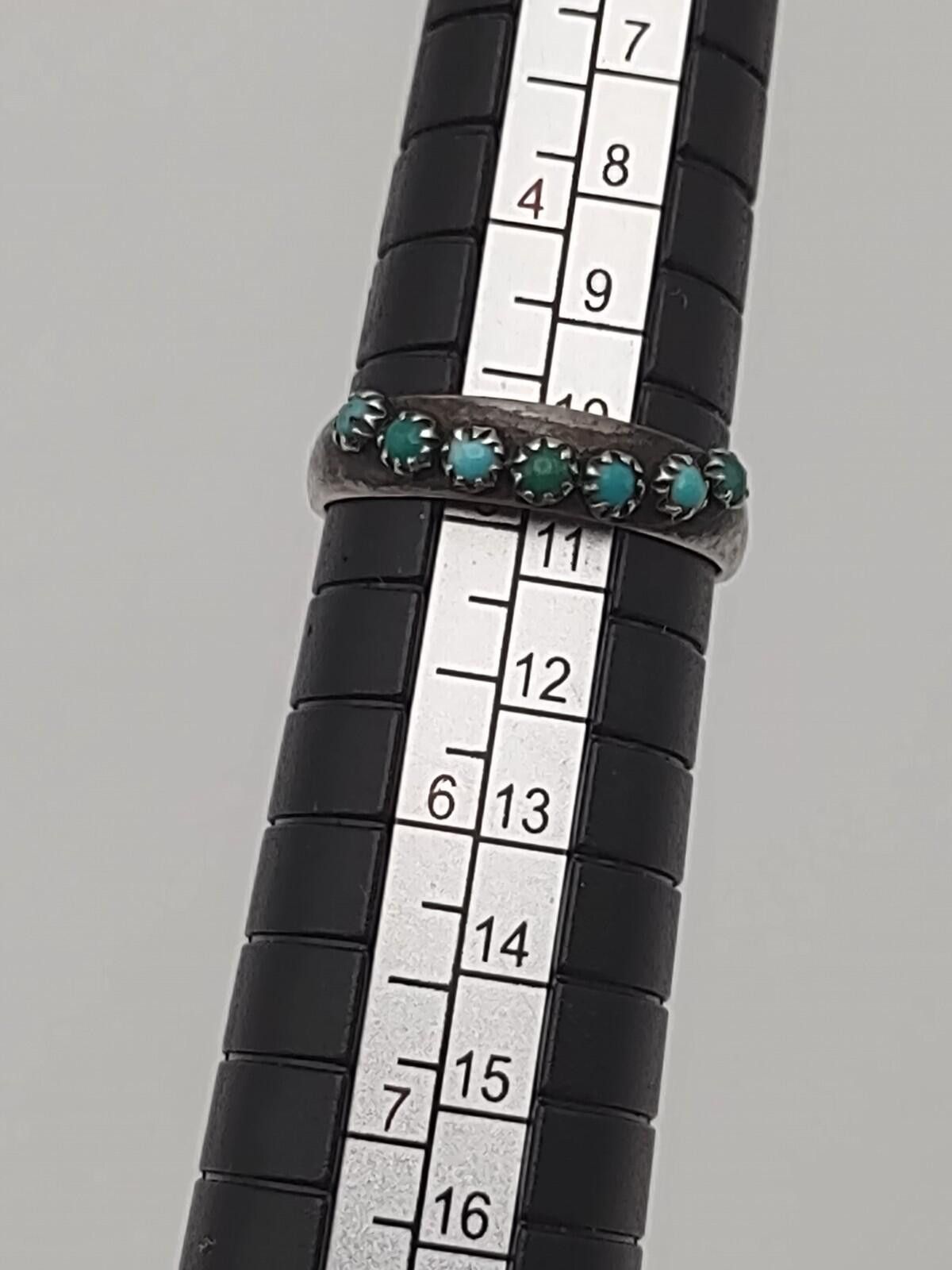 Other Joe L Gray Navajo Sterling Silver Turquoise Row Ring 4.75 Size ONE SIZE - 3 Thumbnail