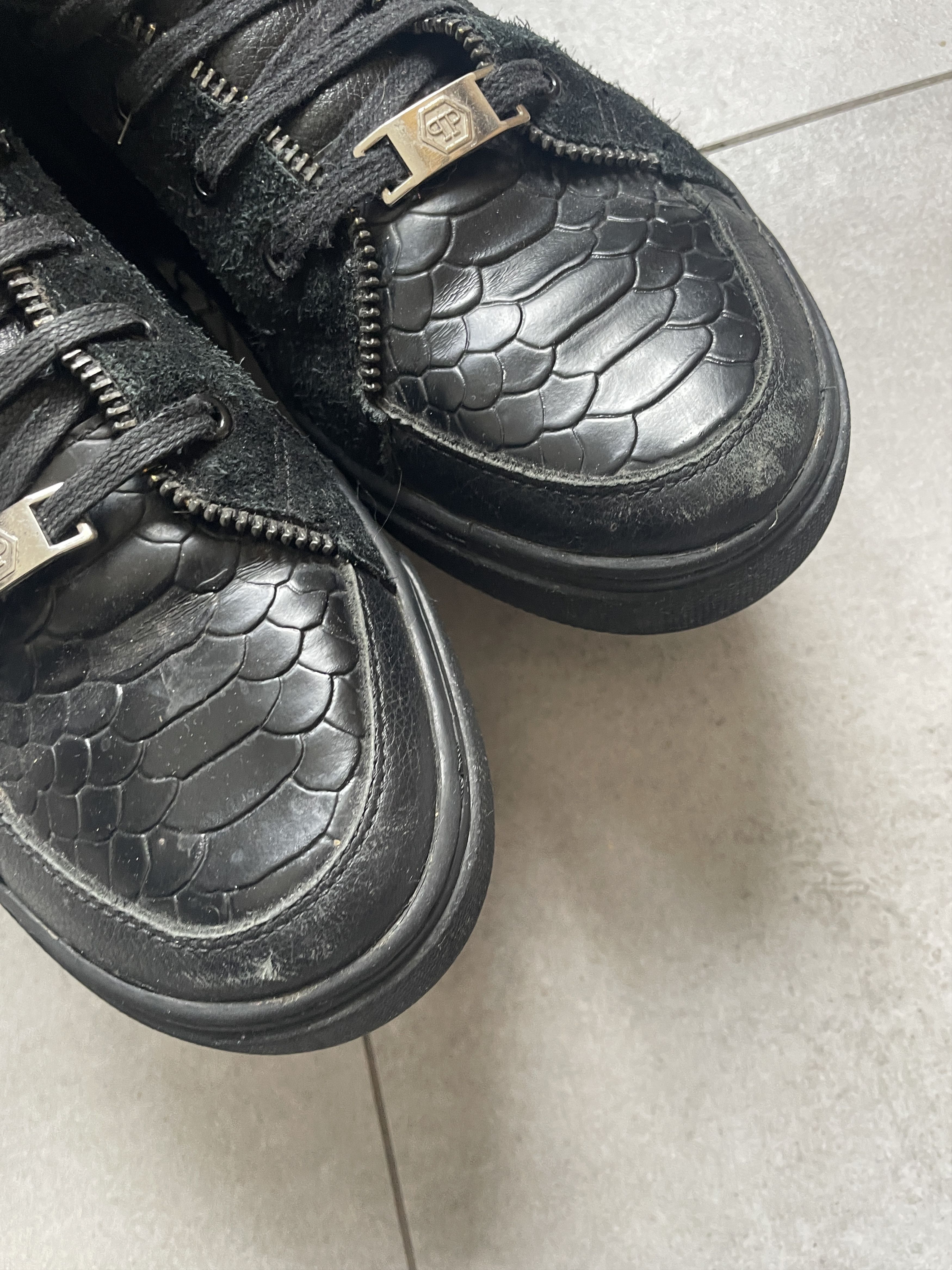 Philipp Plein CRAZY PHILLIP PLEIN SKULL ZIP CROCODILE LEATHER HI TOPS Size US 9.5 / EU 42-43 - 6 Thumbnail
