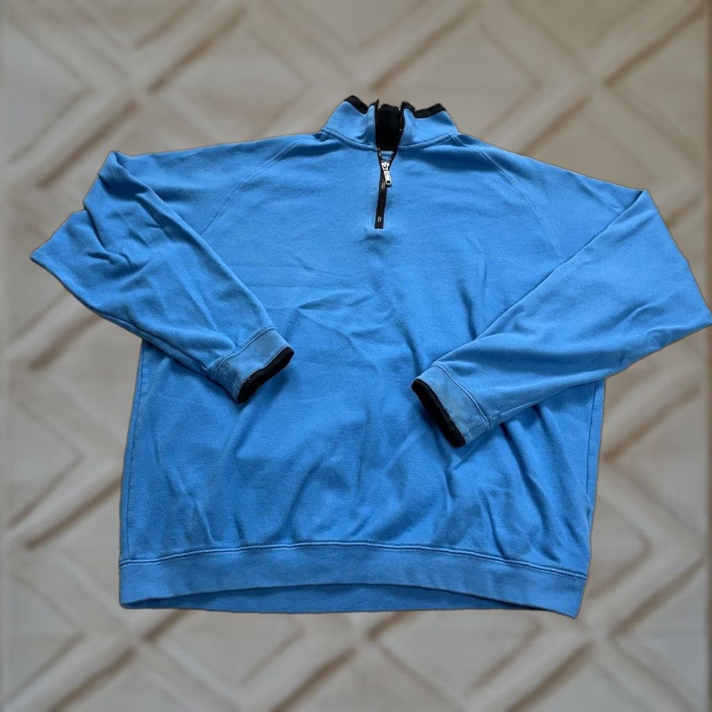 Vintage Boston Trader Jacket Mens 2XL Blue 1/4 Zip 100% Pima Cotton Raglan Sleeve Active Jacket Size US XXL / EU 58 / 5 - 1 Thumbnail