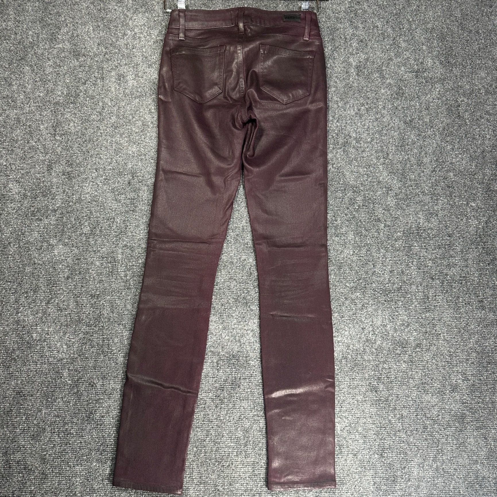 Paige Paige Verdugo Ultra Skinny Jeans Womens 25 Purple Waxed Stretch Pockets Logo Denim 5-Pocket Size 42" / US 20 - 7 Thumbnail
