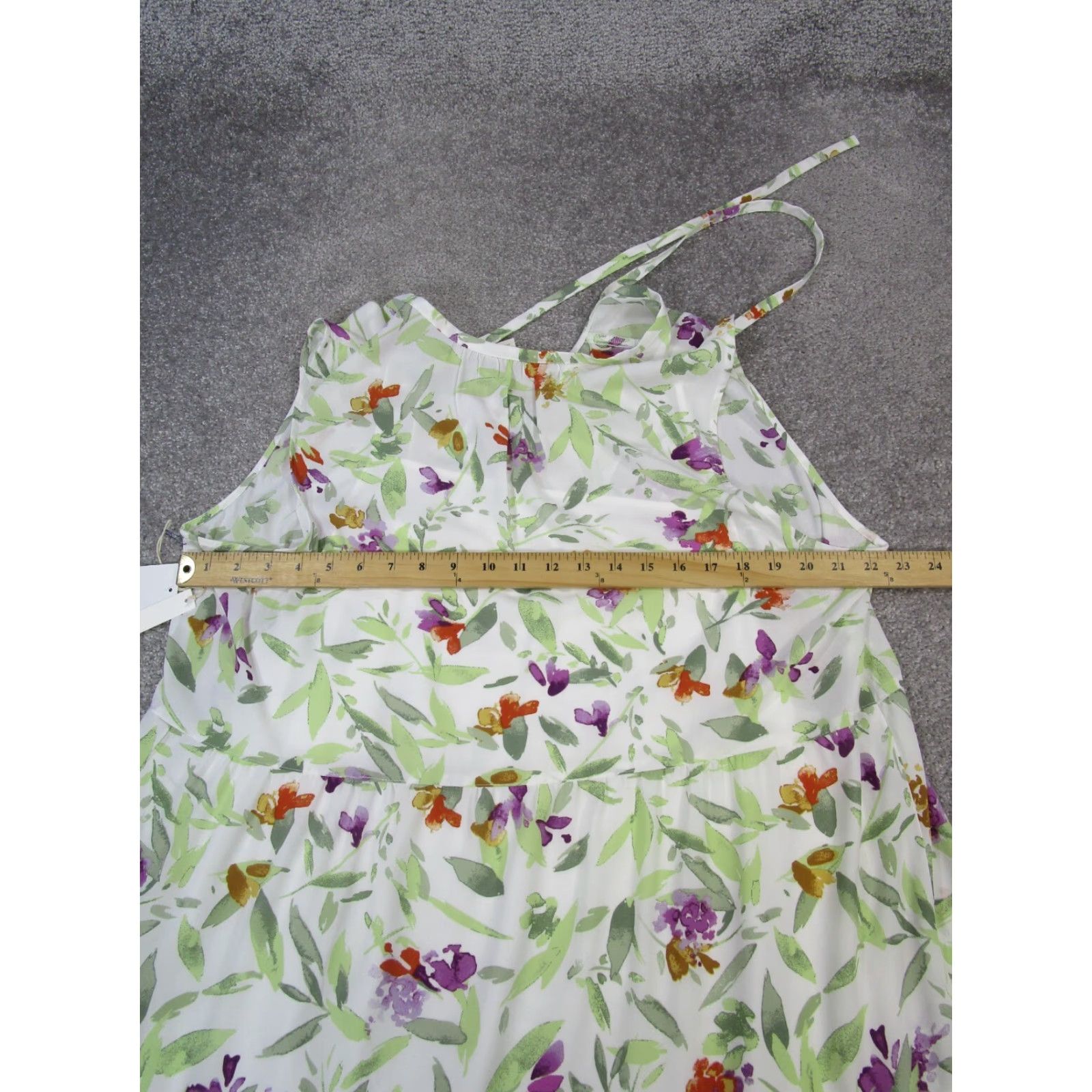 Vintage Caslon Dress Womens 2X Ivory Green Red Purple Floral Blouson New Size XXL / US 16-18 / IT 52-54 - 7 Thumbnail