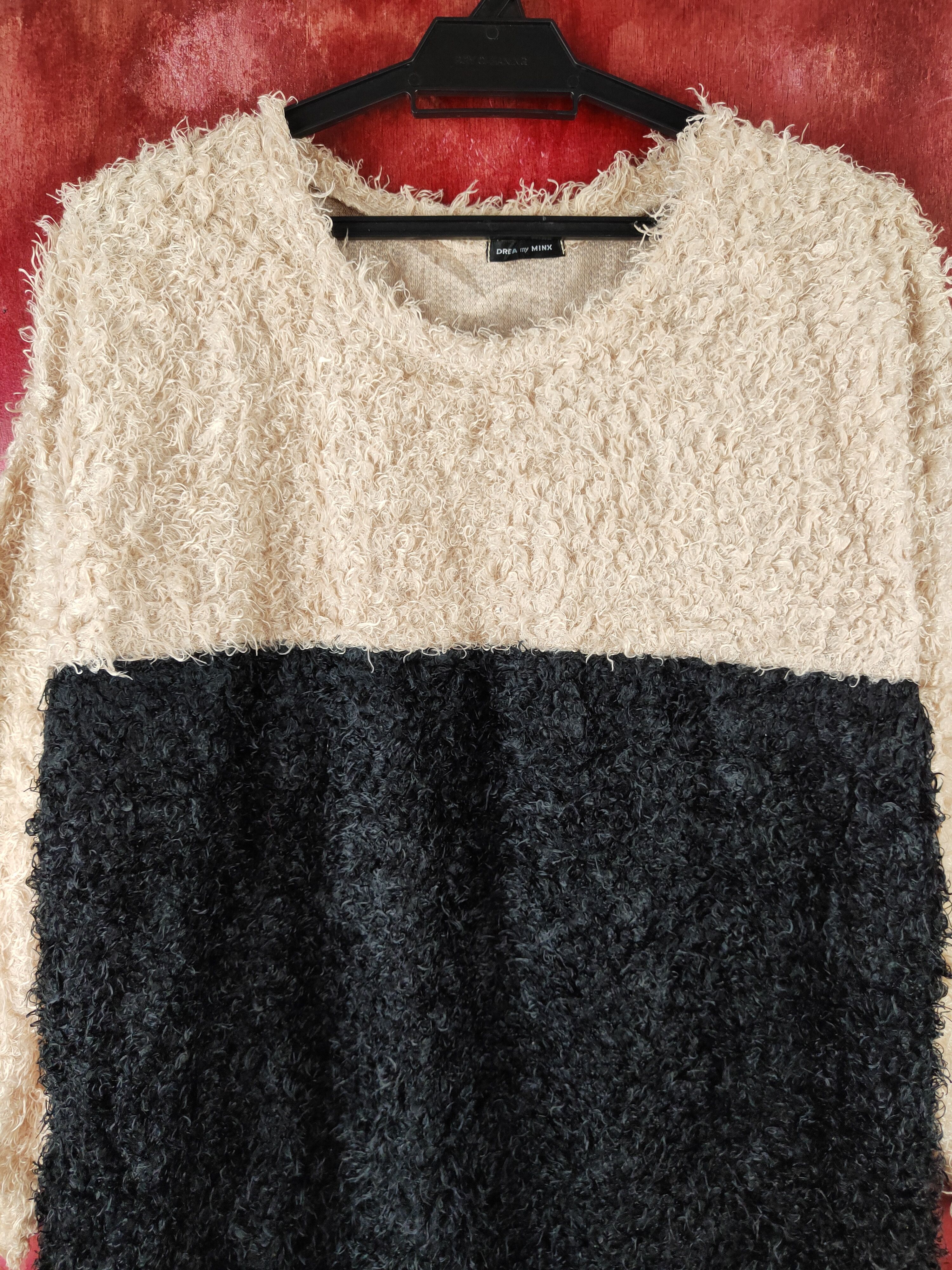 Japanese Brand × Vintage Drea my Minx Black Brown Fur Mohair Knitwear #S2187 Size L / US 10 / IT 46 - 2 Thumbnail