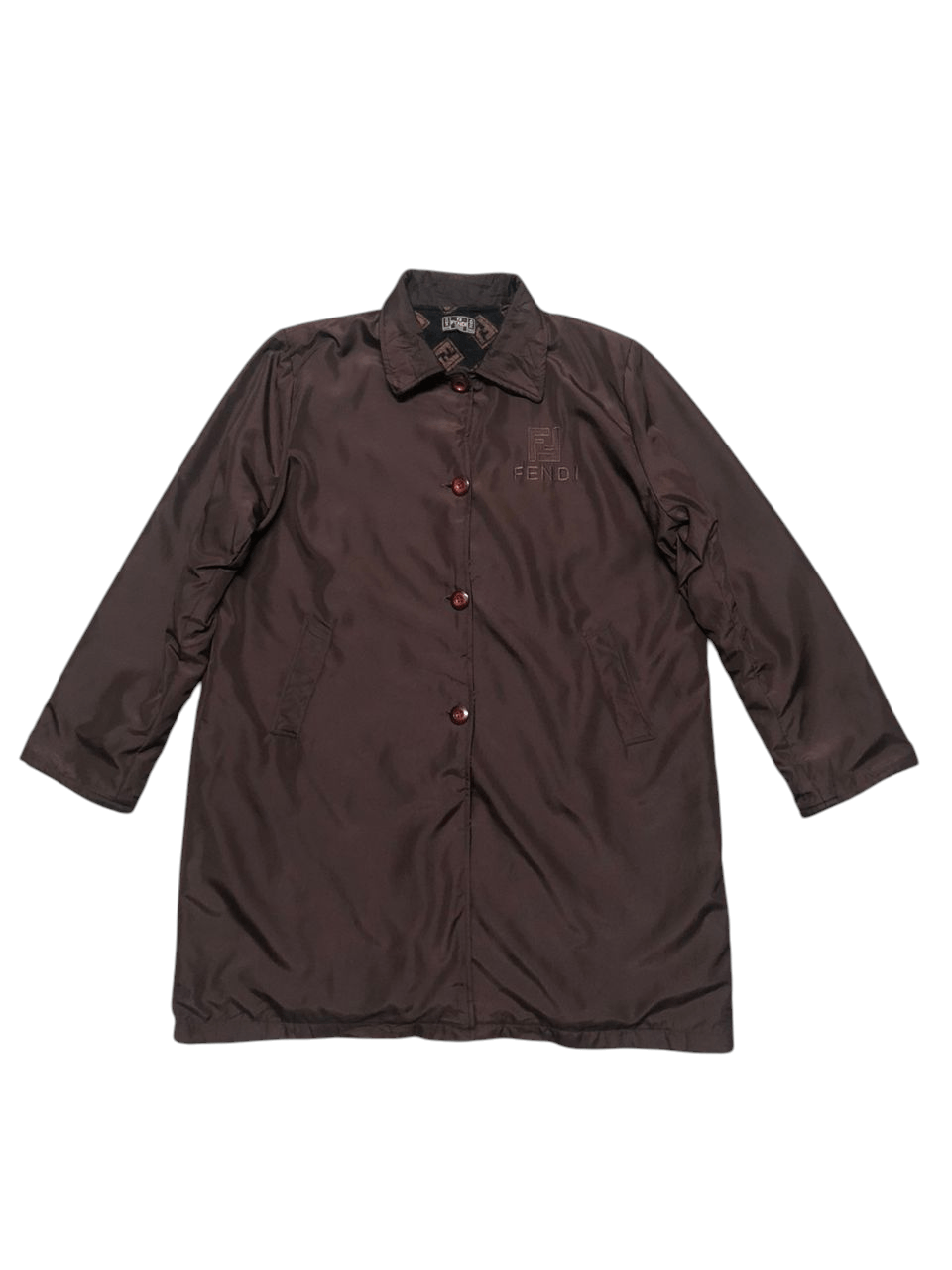 Fendi Vintage Fendi Mare Big Logo Monogram Lining Trenchcoat Size US L / EU 52-54 / 3 - 1 Thumbnail
