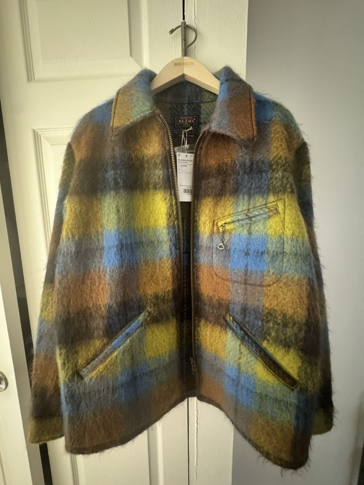 Brushed Mohair Plaid Sports Jacket