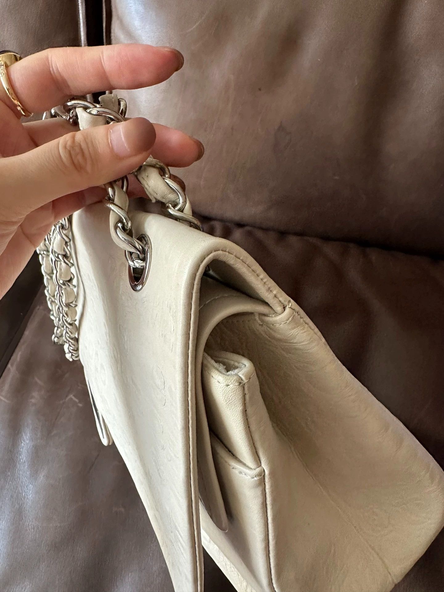 Chanel Chanel 2.55 Flap Bag Ivory Silver Embossed Letter Size ONE SIZE - 9 Thumbnail