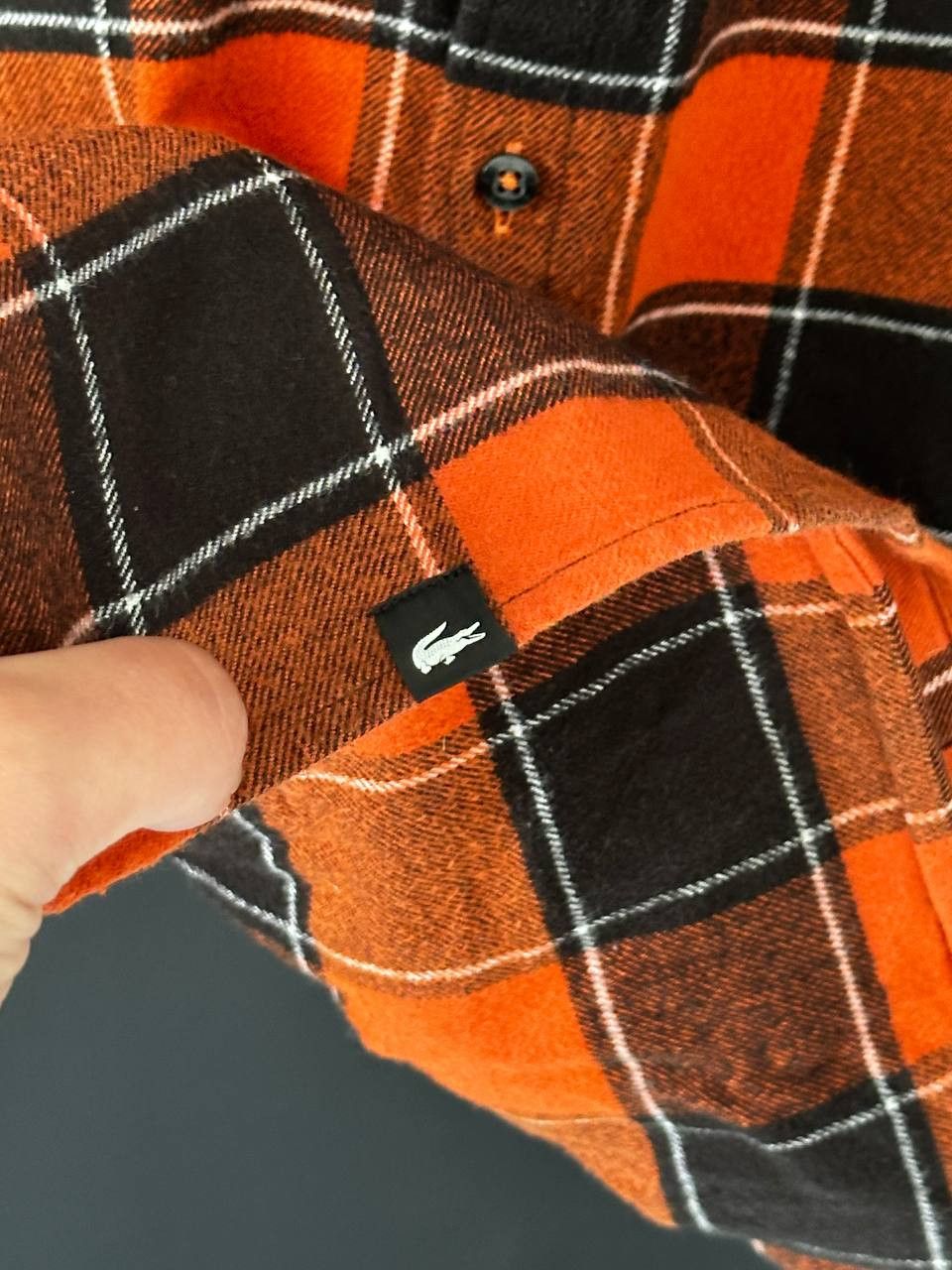 Lacoste × Vintage Lacoste Vintage Heavy Flannel Orange Shirt Size US L / EU 52-54 / 3 - 7 Thumbnail