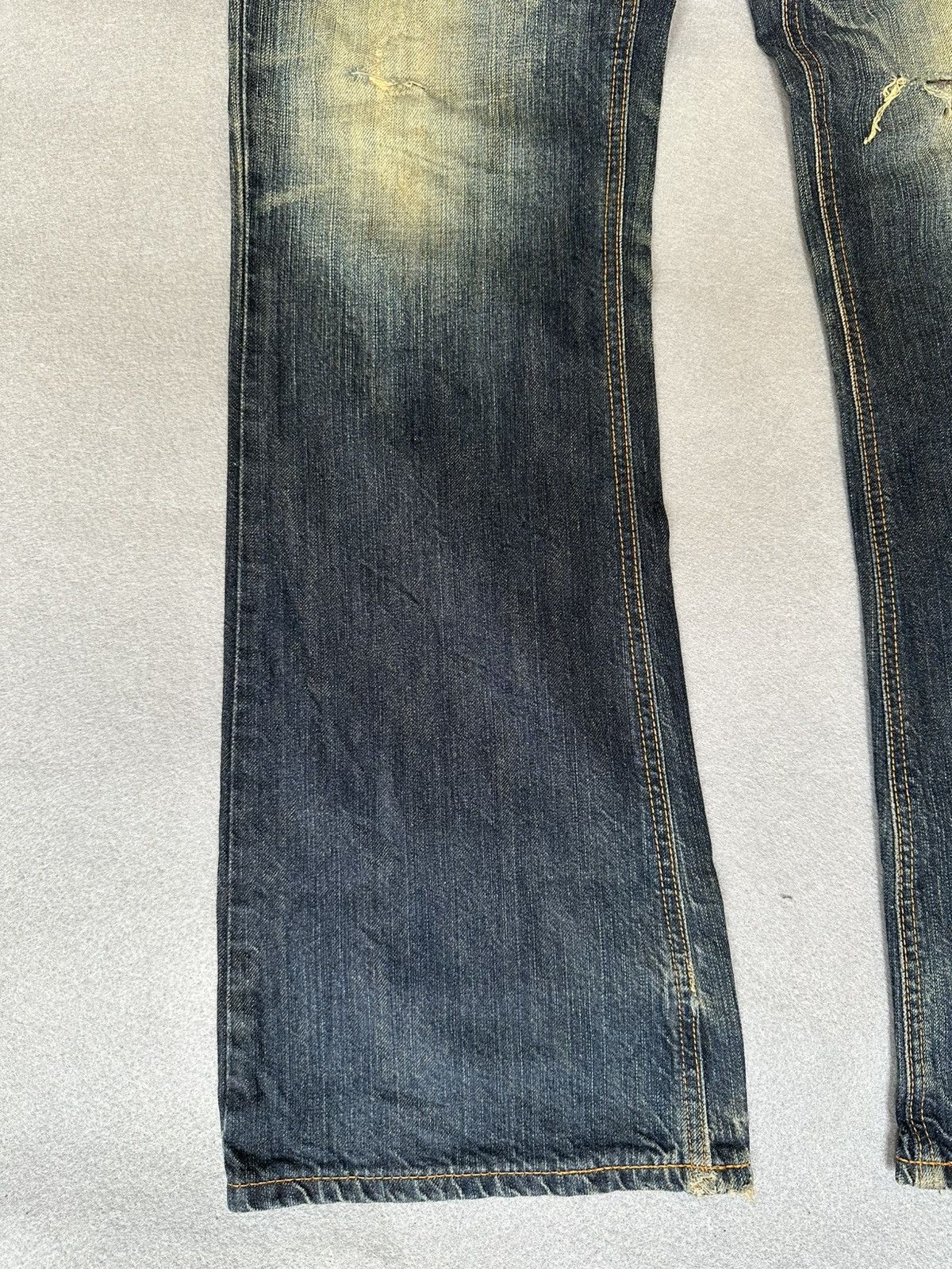 Japanese Brand FLARE Edwin Distressed Denim Size US 31 - 5 Thumbnail