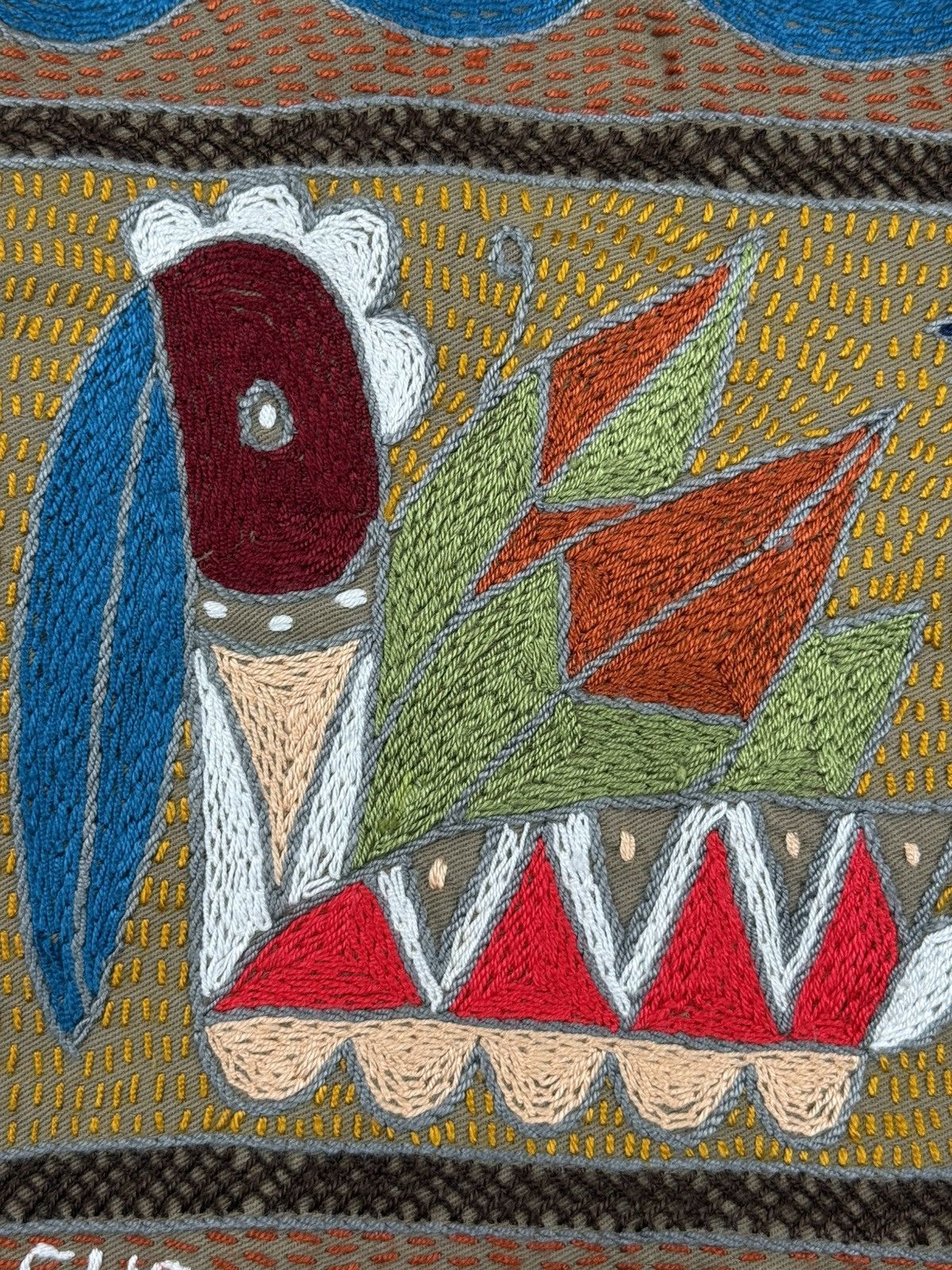 Vintage Kaross Handmade Embroidered Textile Wall Art African Folk Size ONE SIZE - 6 Thumbnail