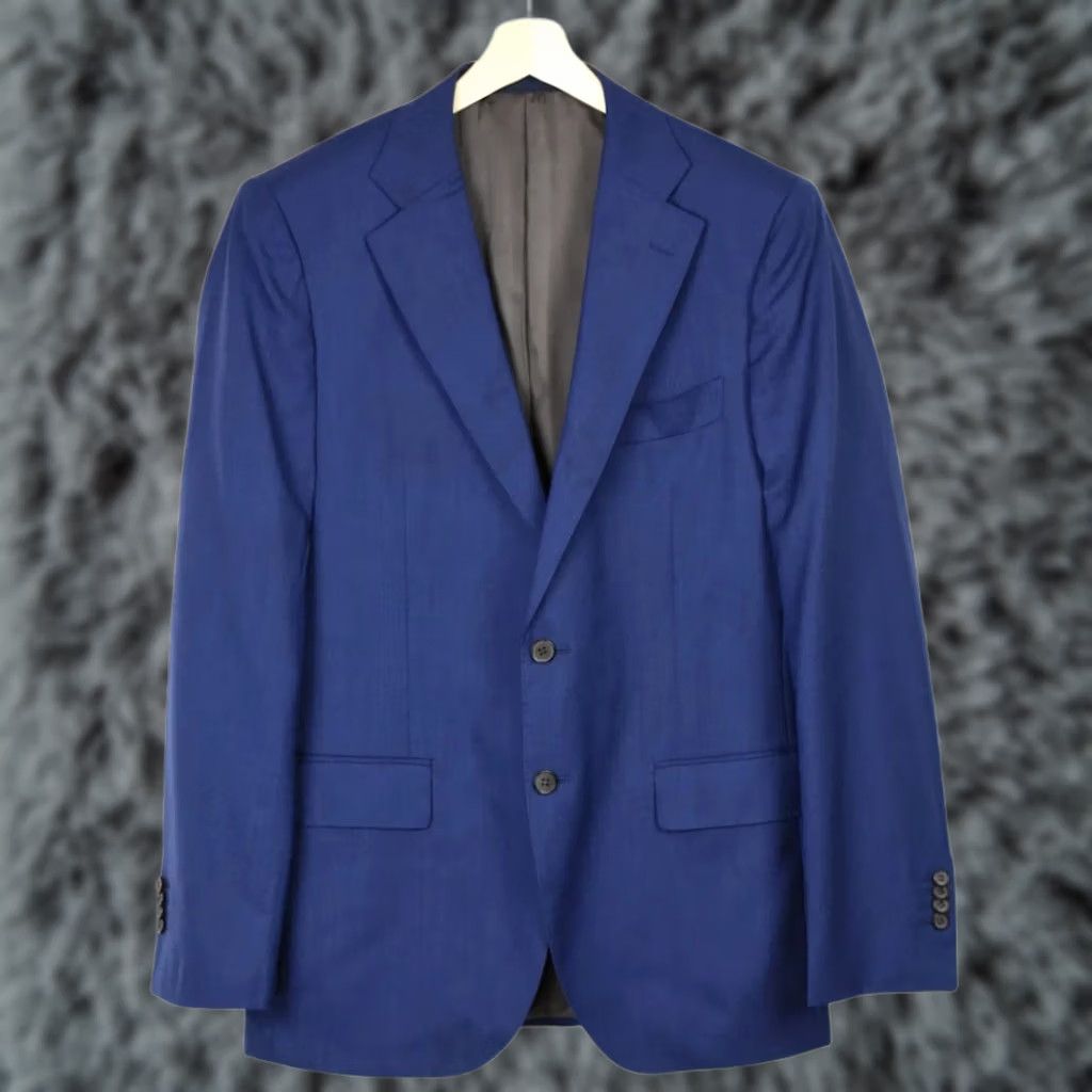 Suitsupply Suitsupply Lazio Single Breasted Slim Blazer Men UK 44L Blue Wool Lined Notch Jacket Long Sleeve Button 2 Front Casual Holiday Mens Size 44R - 1 Thumbnail
