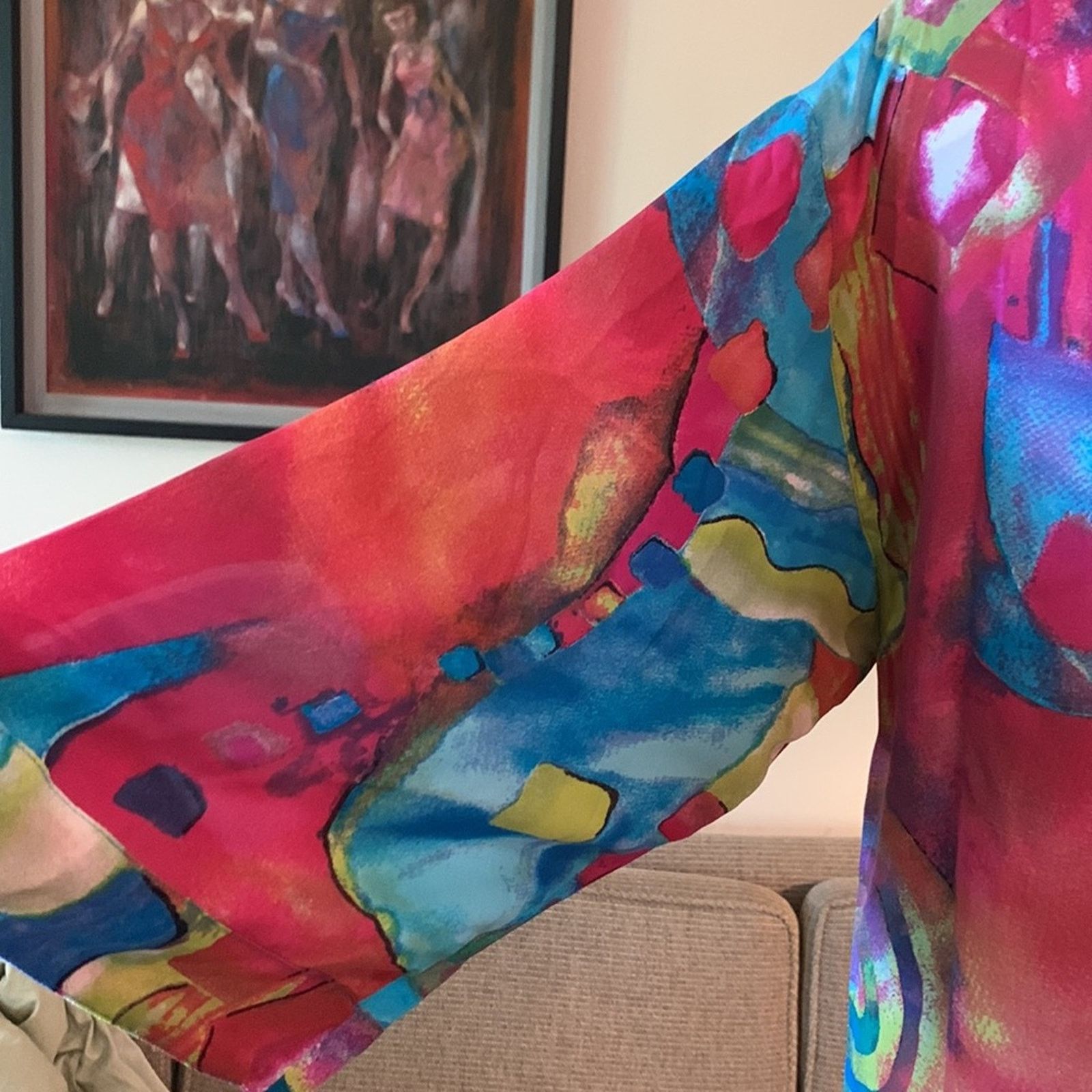 Chicos Chicos silk cropped kimono robe watercolor print silk Size M / US 6-8 / IT 42-44 - 10 Thumbnail