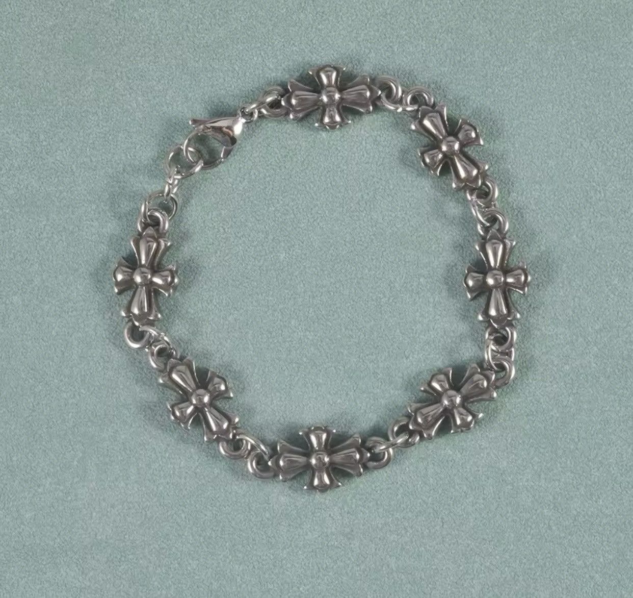 Vintage Vintage 2000s Style Silver Cross Hip Hop Punk Bracelet Size ONE SIZE - 2 Thumbnail