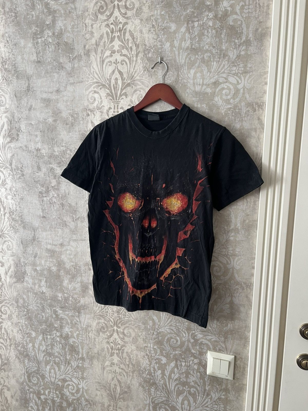 Vintage Vintage Spiral Direct Fire Skull Graphic Tee Size US S / EU 44-46 / 1 - 2 Thumbnail