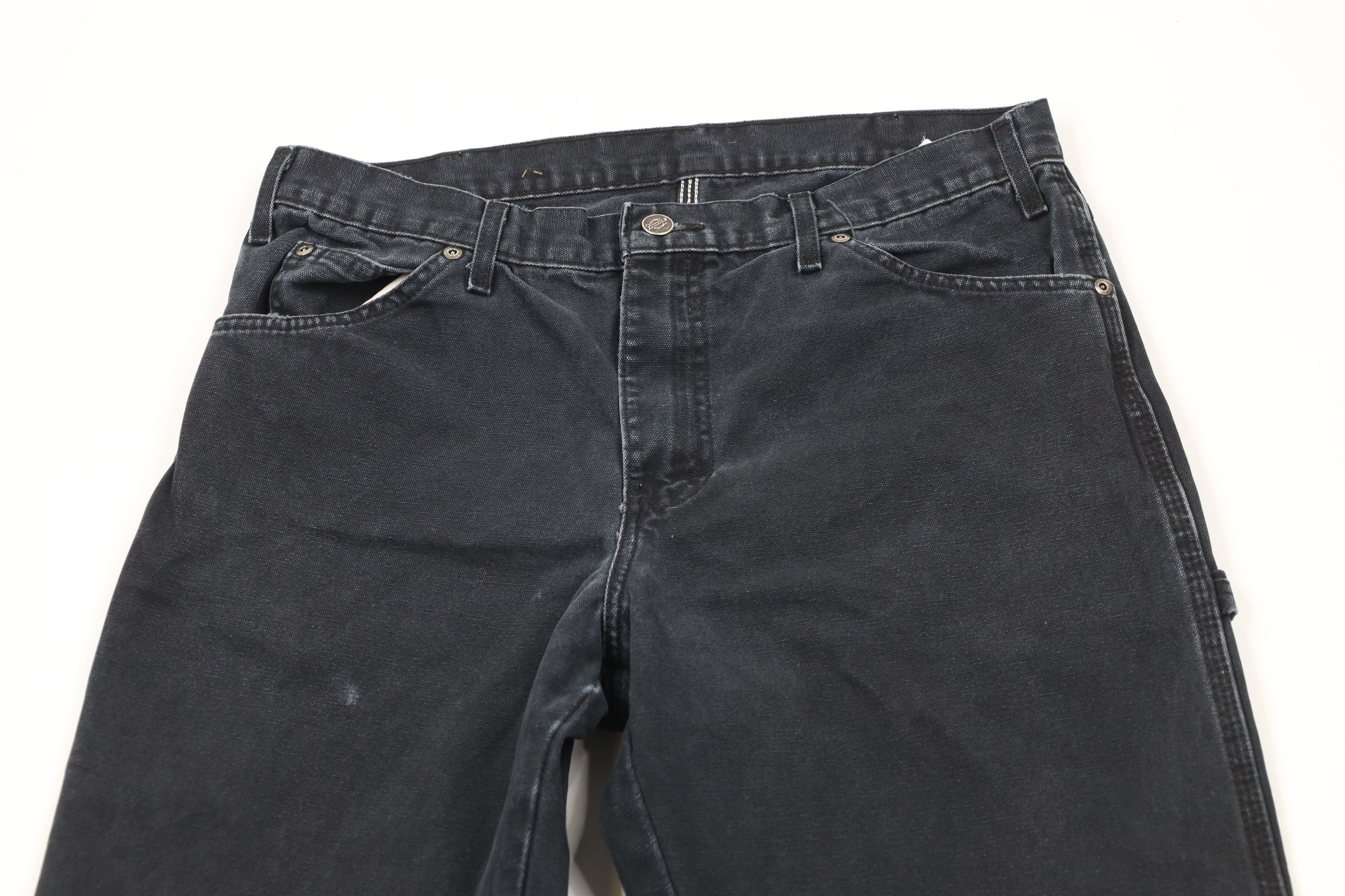 Dickies × Vintage Vintage Dickies Spell Wide Leg Canvas Dungaree Pants Black Size US 33 - 2 Thumbnail