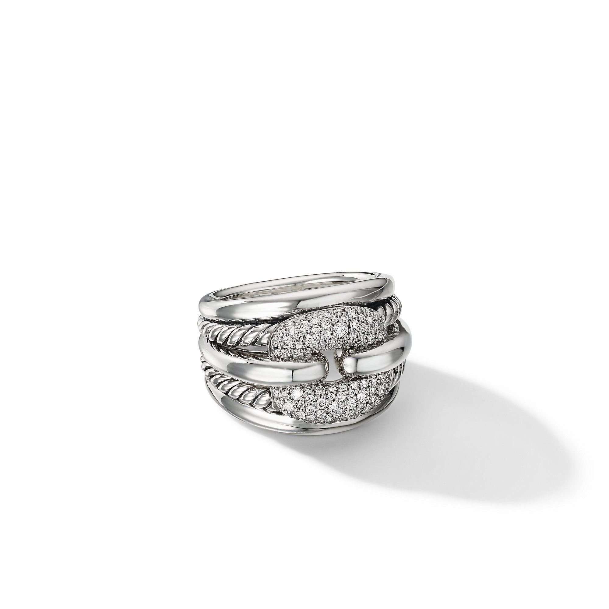 David Yurman o1w1db10325 Thoroughbred Cushion Link Ring with Diamonds Size ONE SIZE - 1 Preview