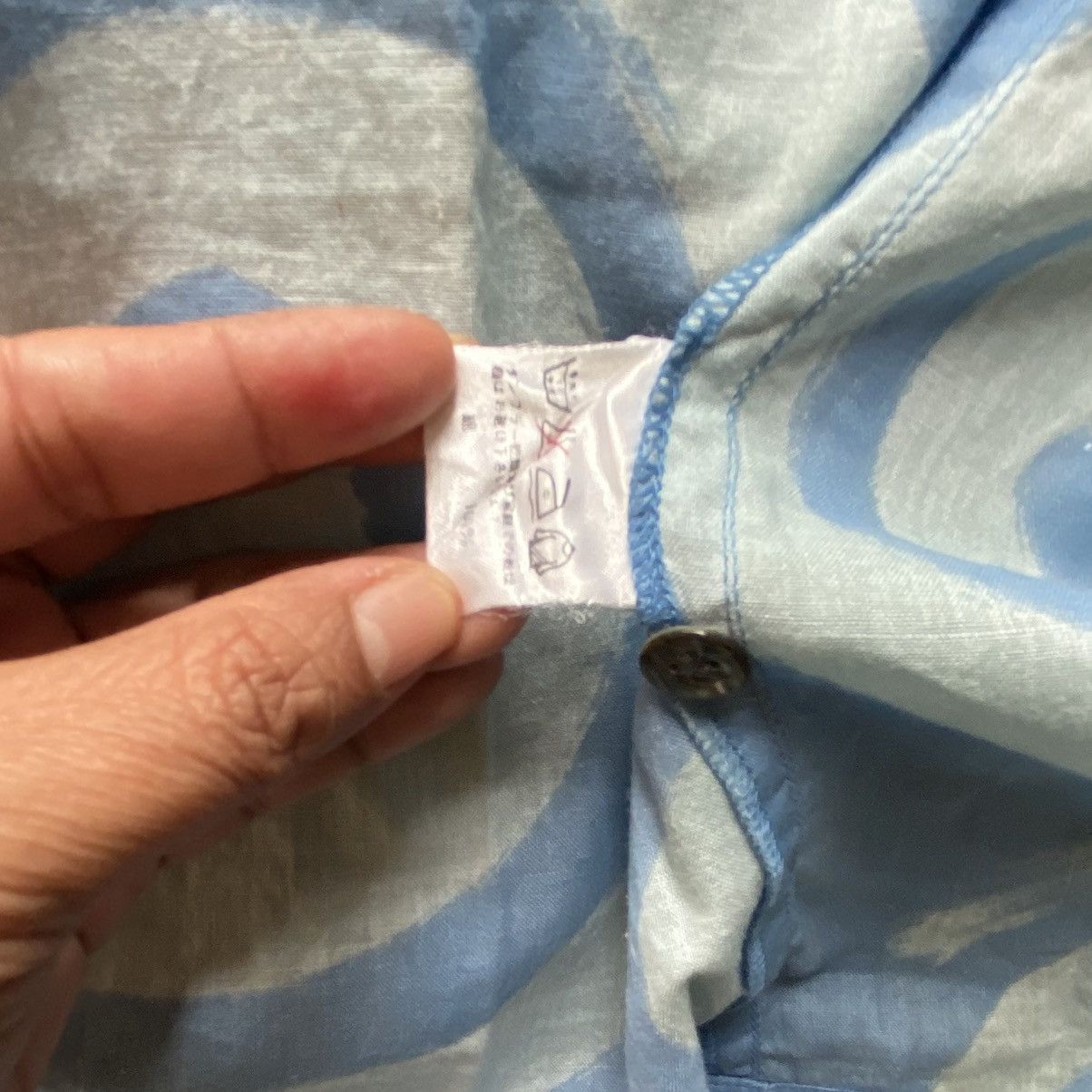 Issey Miyake I.S. Issey Miyake Blue Mandarin Collar Blouse Size XL / US 12-14 / IT 48-50 - 7 Thumbnail