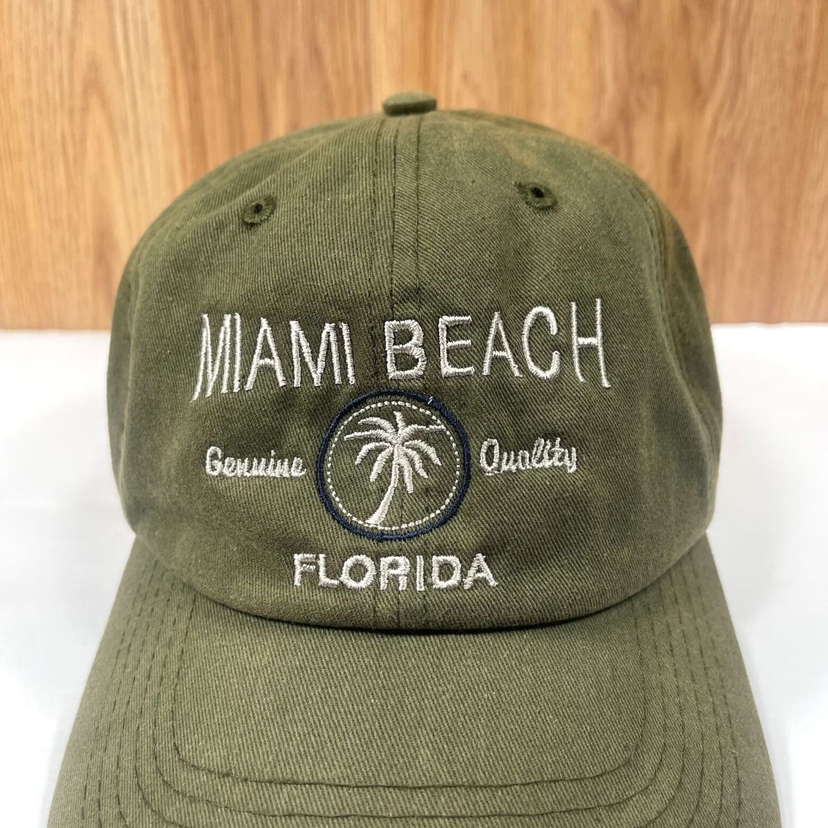 Vintage J Hats Miami Beach Florida Embroidered Adult Green Adjustable Baseball Hat Cap Size ONE SIZE - 3 Thumbnail