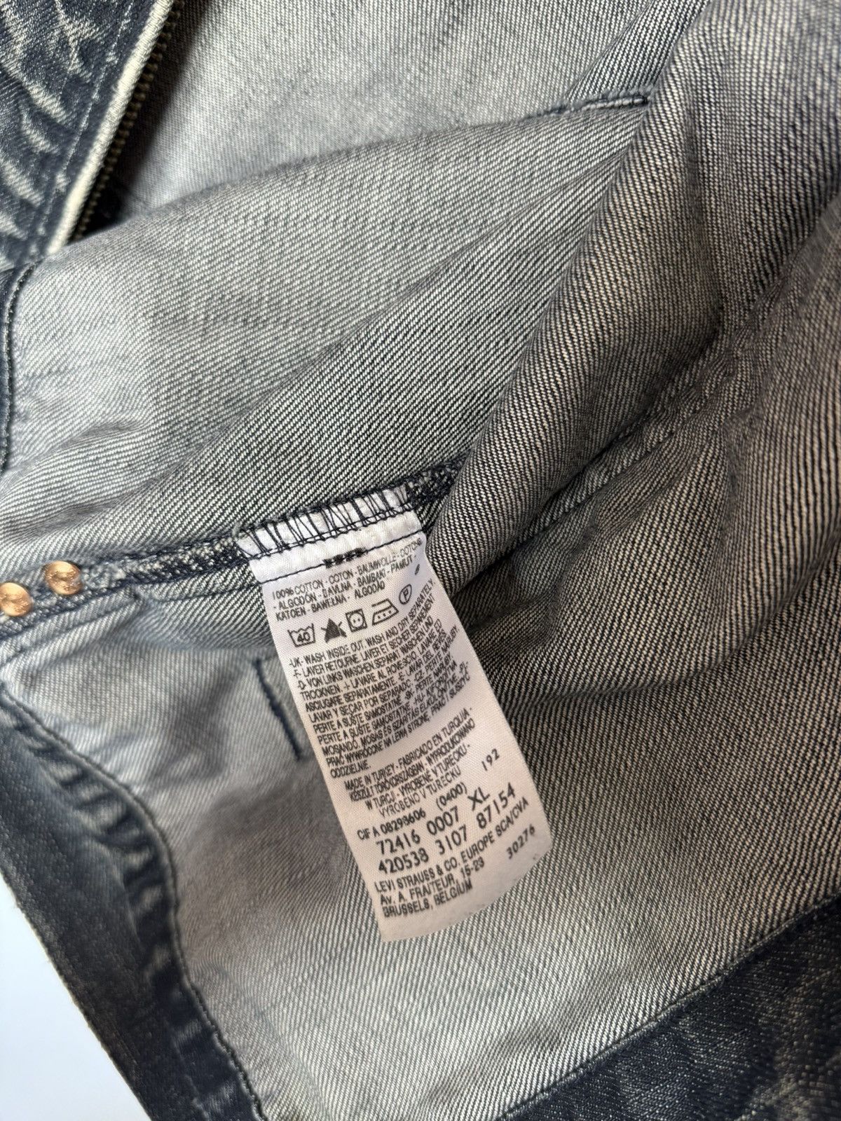 Levi's Levi’s Navy Washed Distressed Double Zip Biker Denim Jacket Size US XL / EU 56 / 4 - 16 Thumbnail