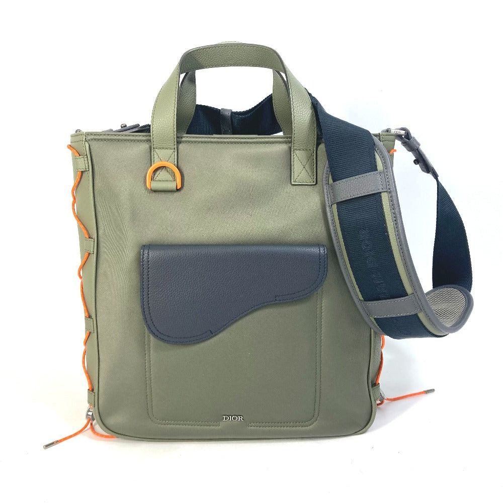 Dior 1Adsh198Usf Sacai Sakai Collaboration Saddle Double Shoulder Bag Briefcase Shawl Tote Nylon Men Khaki in Green