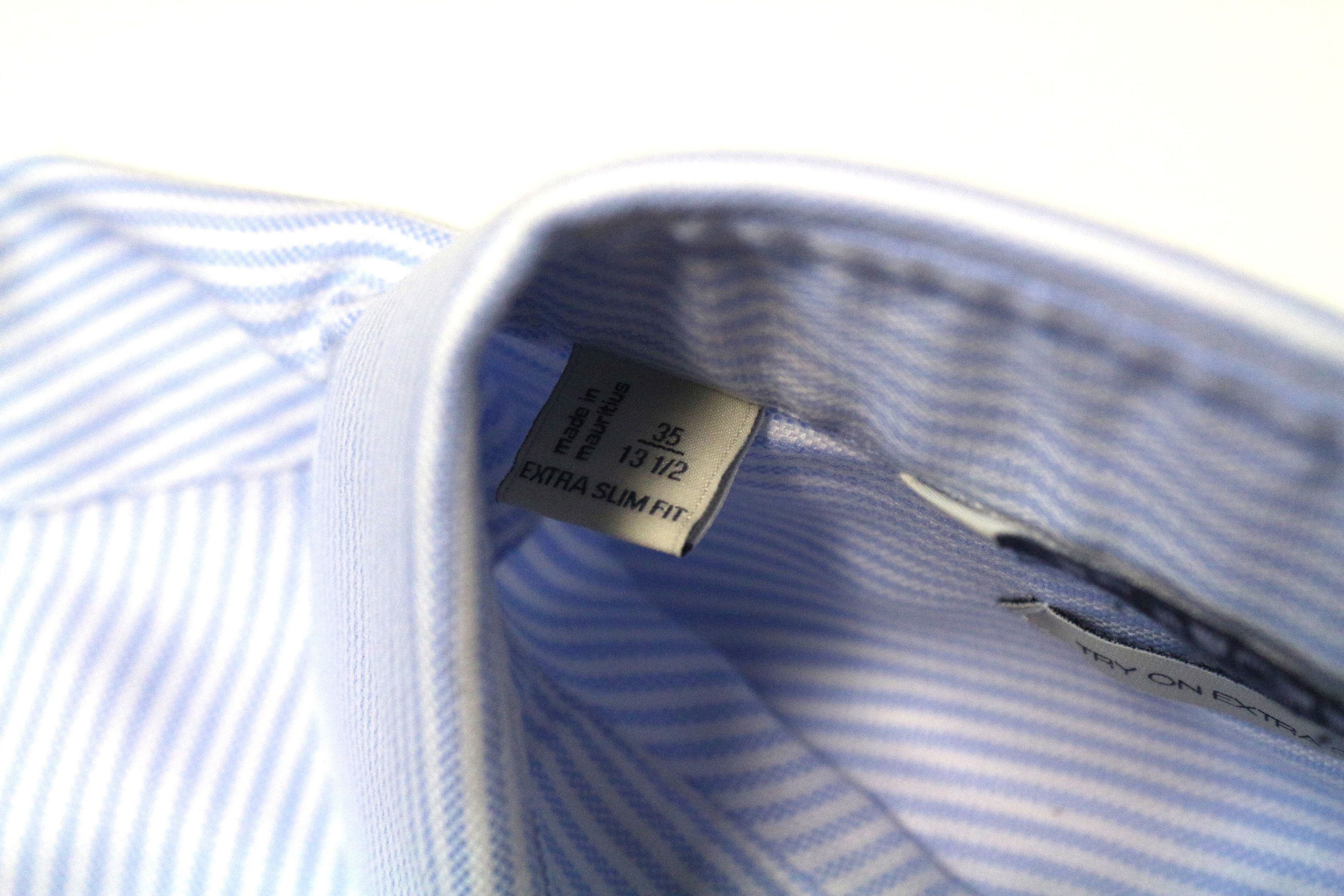Suitsupply 35/13 1/2 Blue Striped Cotton Cutaway Shirt 74241 Size US S / EU 44-46 / 1 - 5 Thumbnail